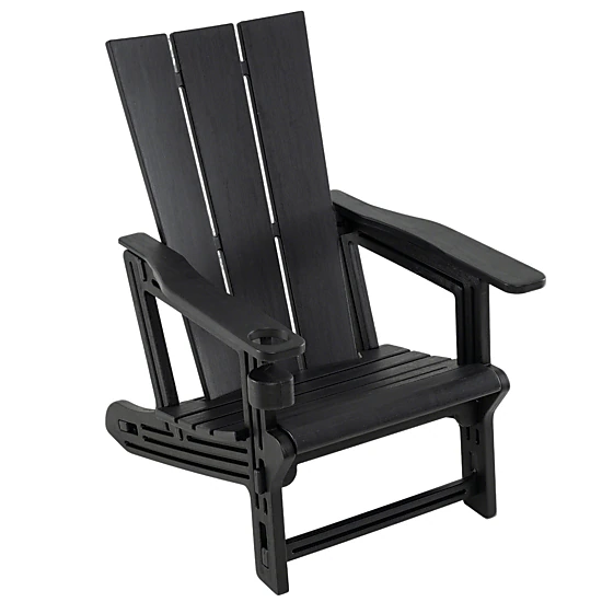 SUGIFT Gray HDPE Outdoor Adirondack Chair with Cup Holder and Curved Backrest 26.5-in W 31.5-in D 36.5-in H