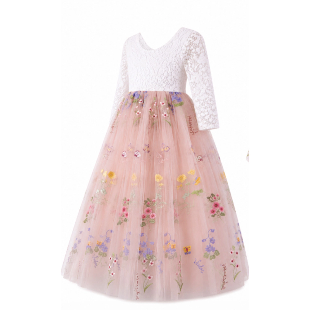 Laurenza's Toddler Girls Tulle Flower Girl Dress with Embroidery