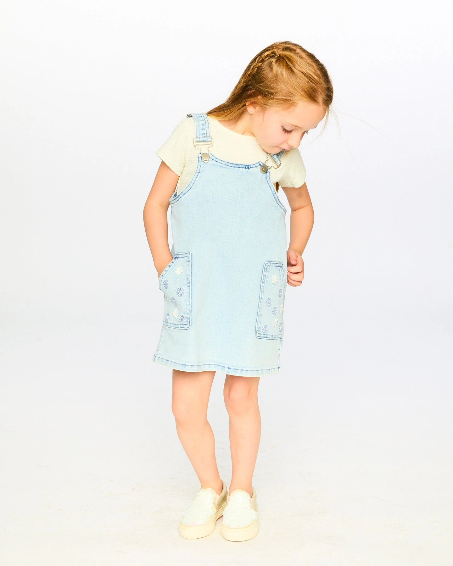 Deux par Girls Denim Overall Dress
