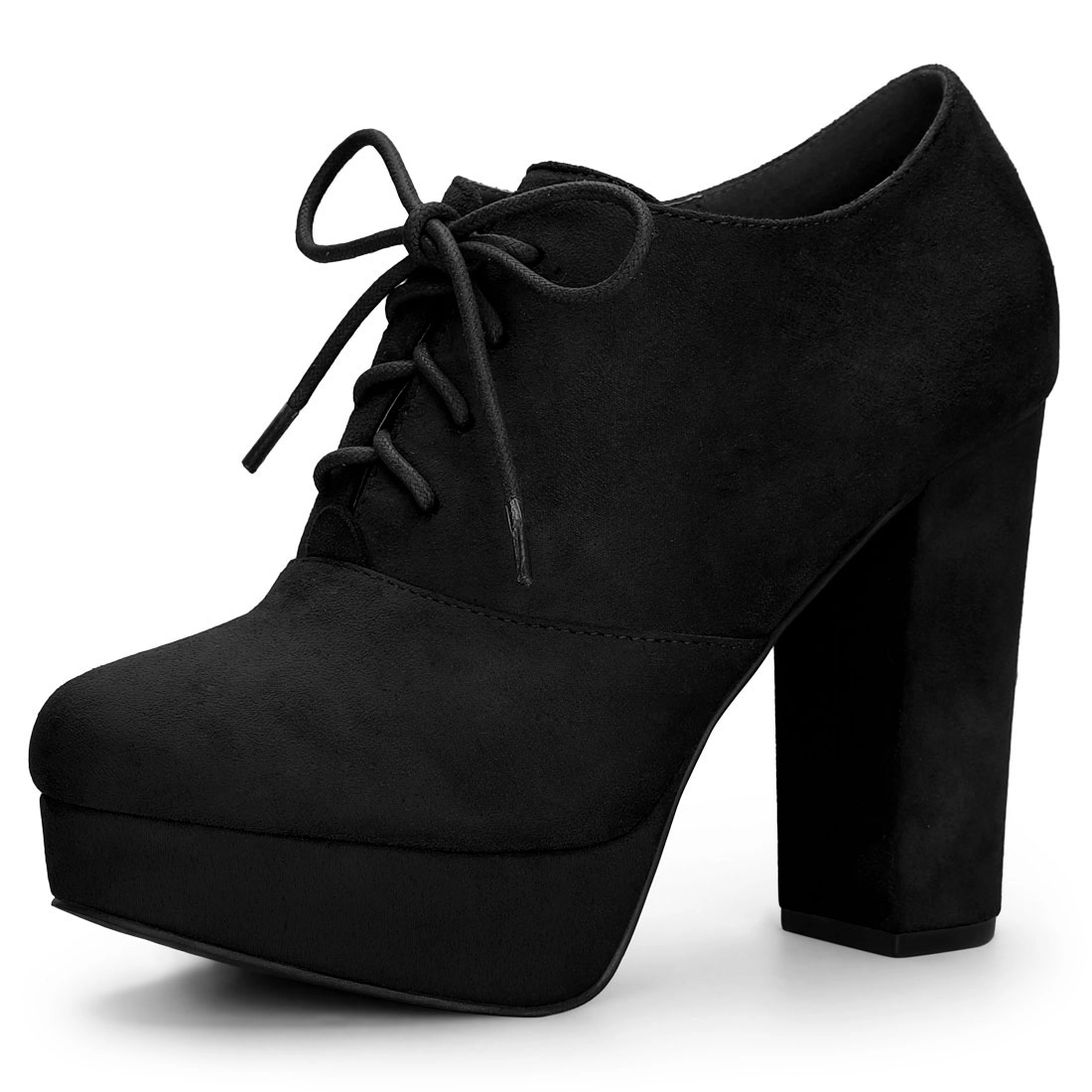 BLISSFUL STEP Women's Platform Chunky Heel Lace Up Booties