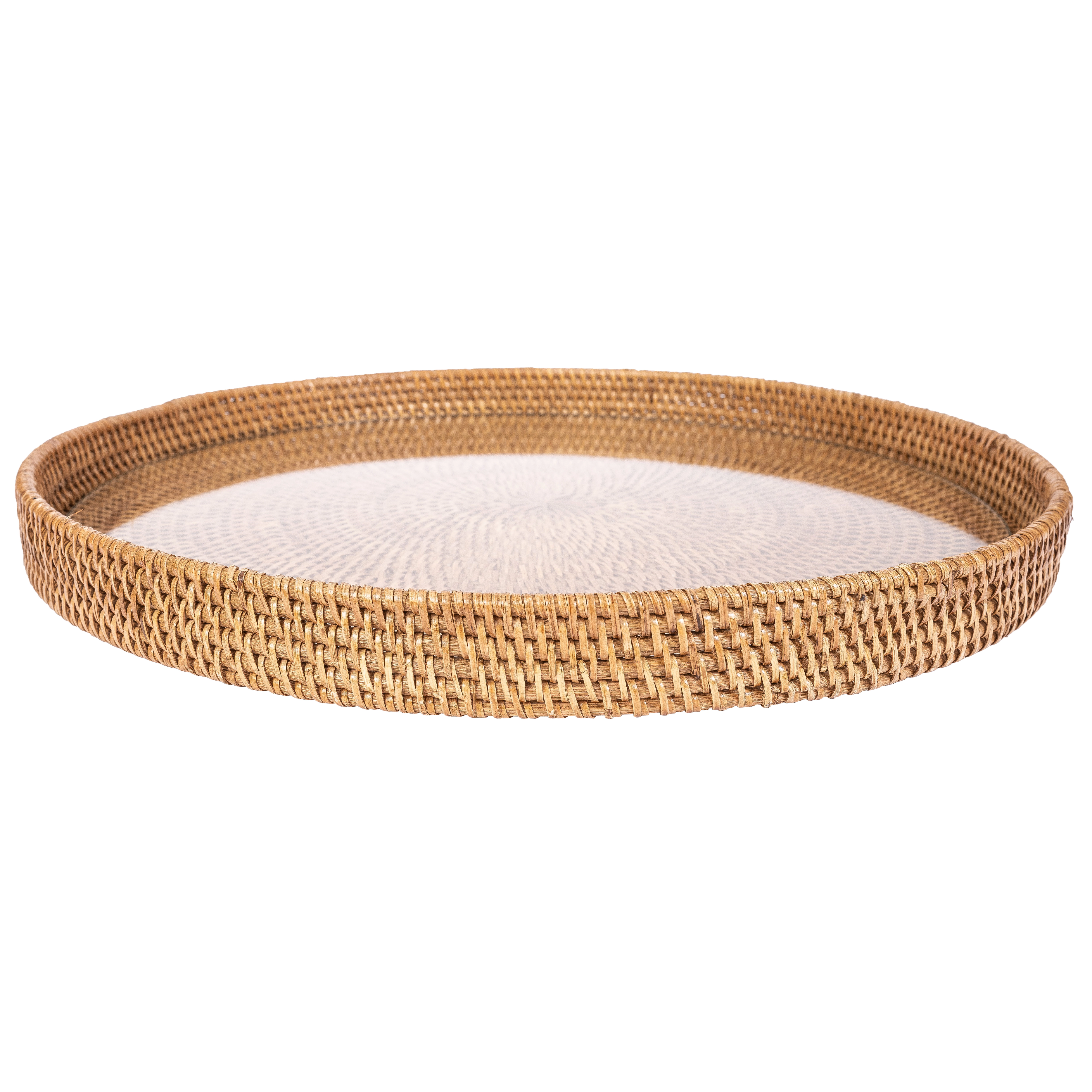 Saboga Home™ Round Serving / Ottoman Tray with Glass Insert