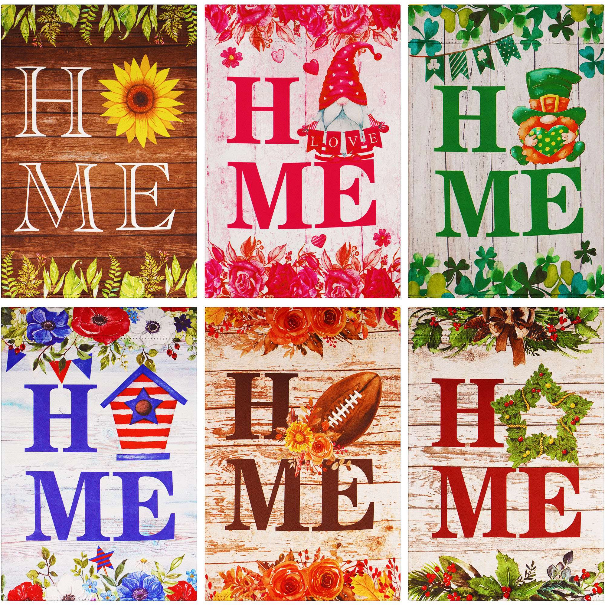 G128 Heart of the Home Welcome Garden Flag Set 6 Pack - Double-Sided 12x18 Home Family Decorative Flags