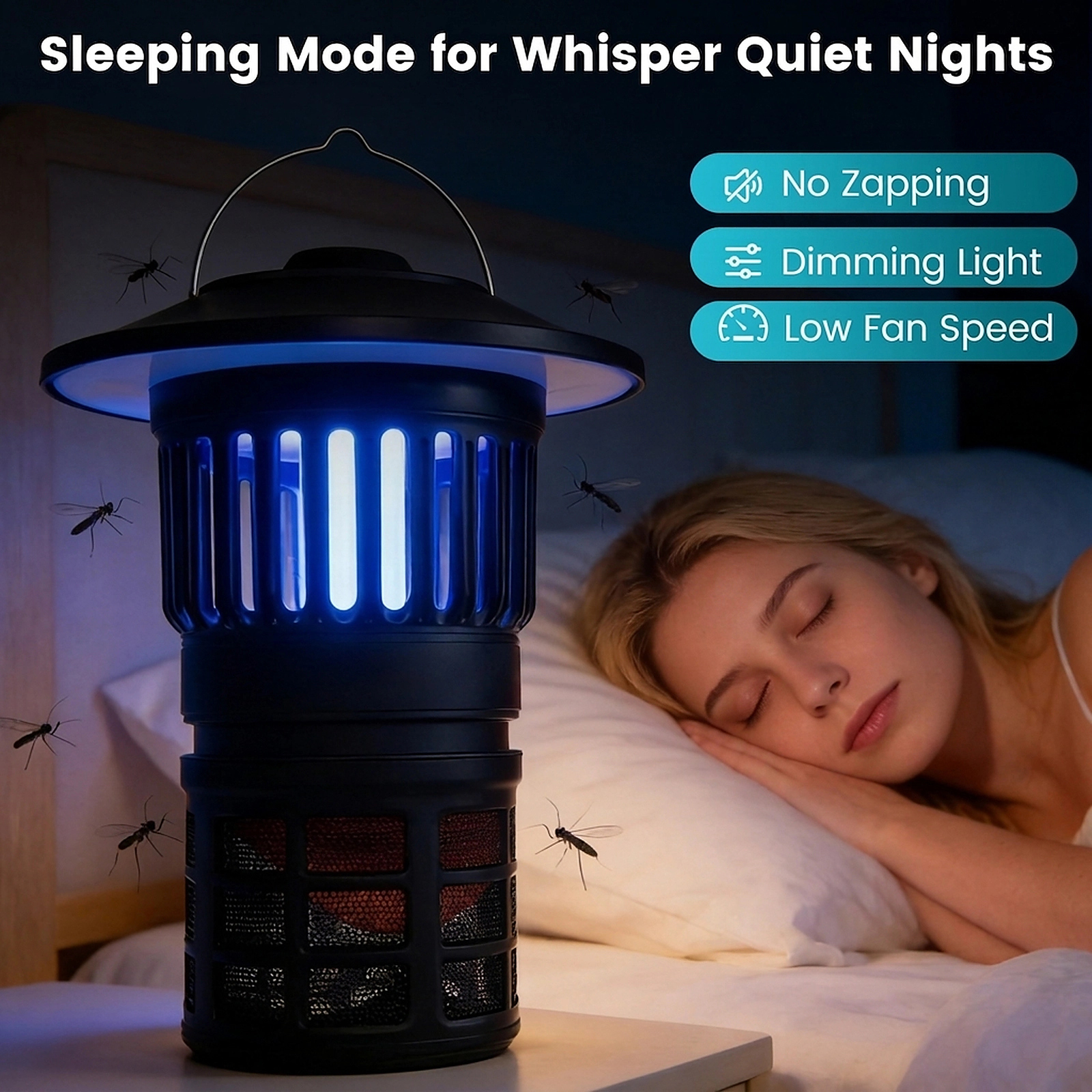 SUGIFT Black Rechargeable Outdoor Bug Zapper Lantern with UV Light 10-in W 10-in D 13.5-in H 1076-sq-ft Coverage