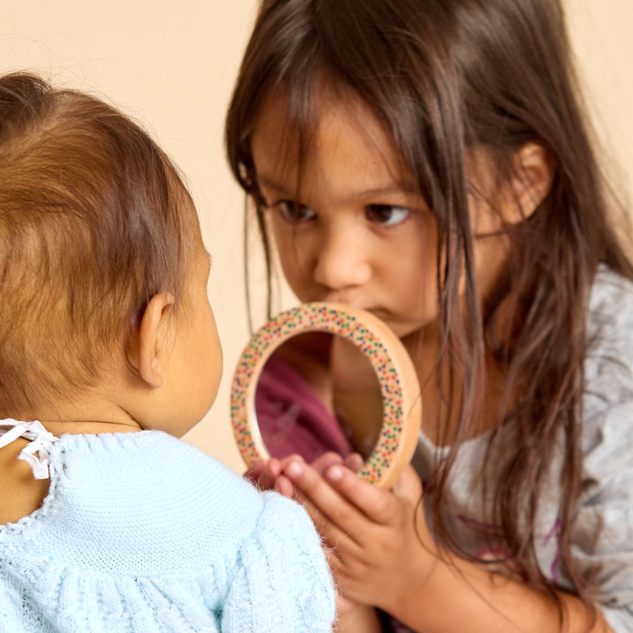 Maple Wood Bear Rattle and Matching Baby Discovery Mirror