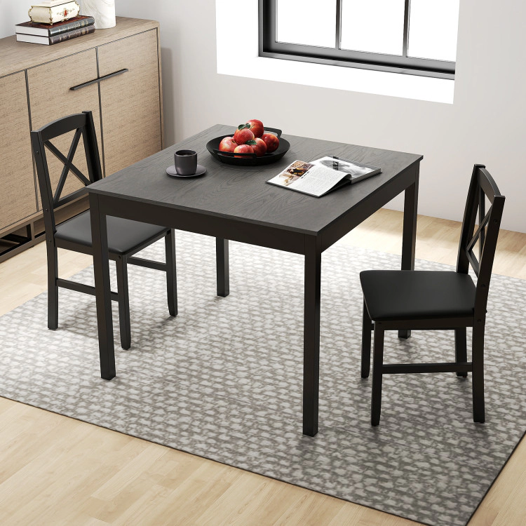 Hivvago 3-Piece Dining Table Set Wooden Square Kitchen For 2 People