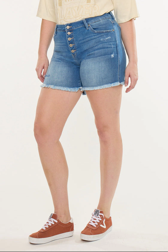 KanCan Women's Plus Mid Rise Shorts Zelda