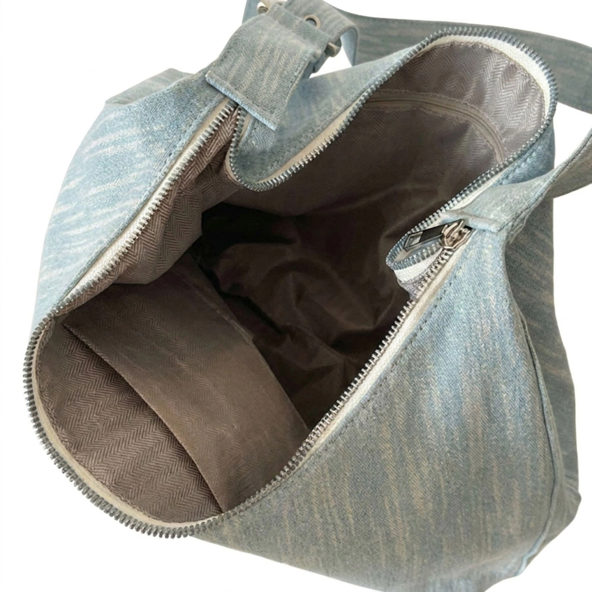 Alilang Women's Washed Denim Look Hobo Tote Bag with Adjustable Shoulder Strap, Blue