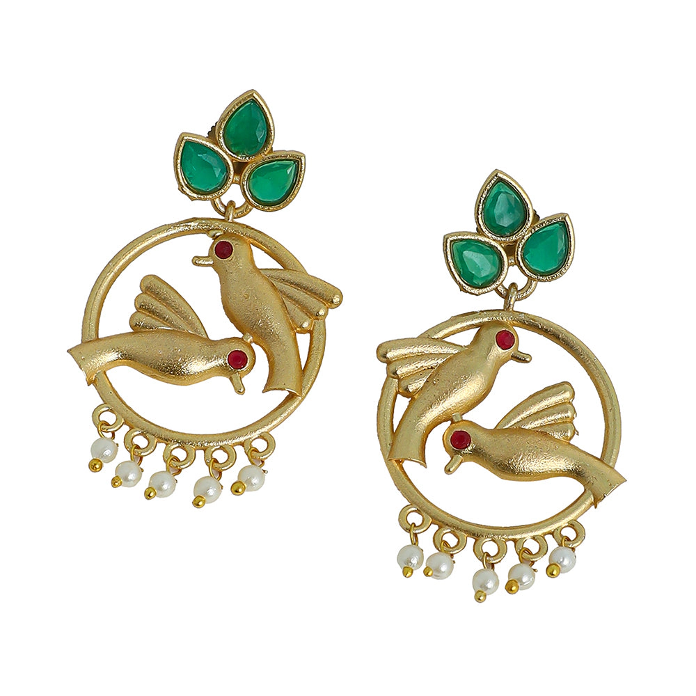 SOHI Women's The Halo-Bird Drop Earrings - Antique Gold