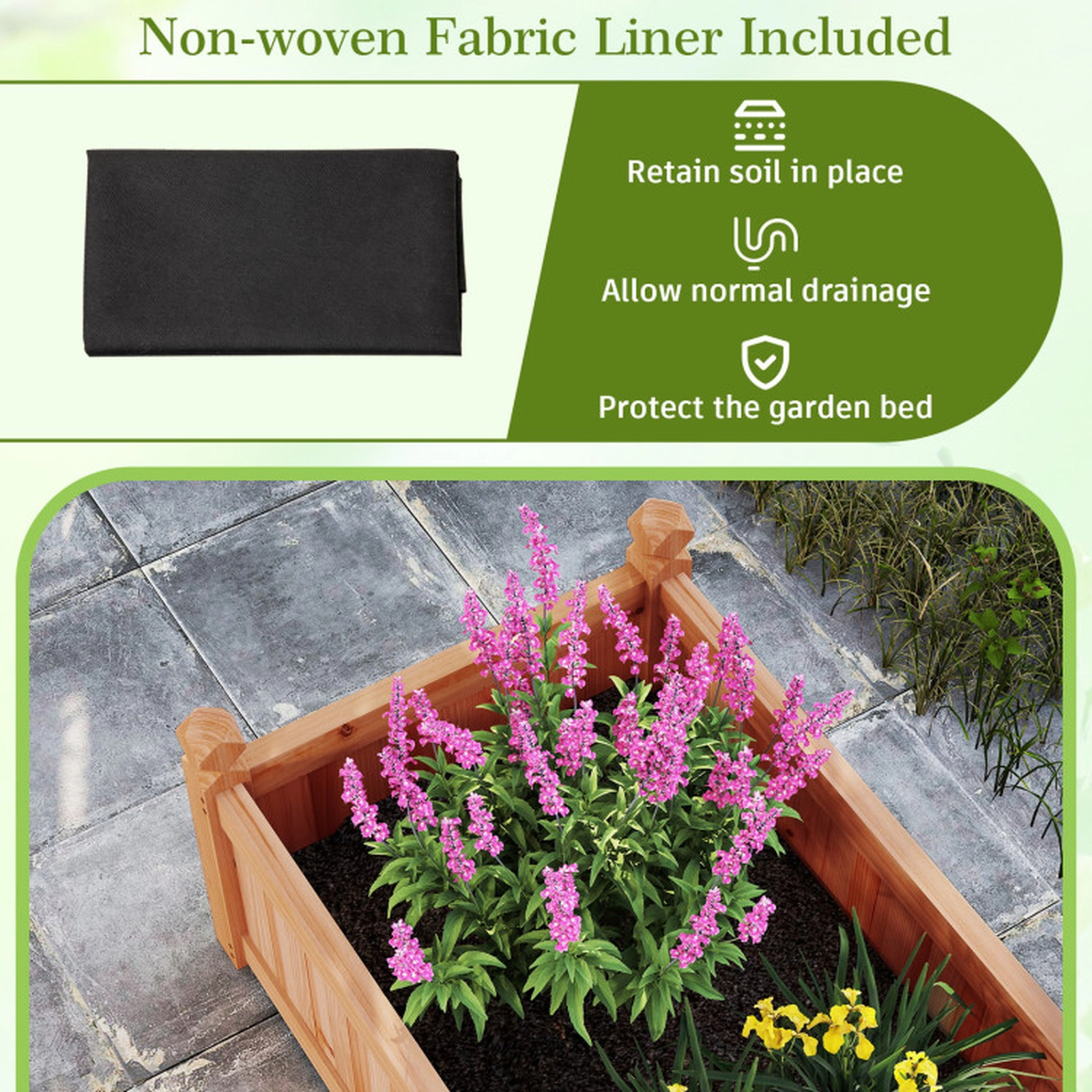 SUGIFT 91-in 110-lb Capacity Rustic Brown Fir Wood Divisible Raised Garden Bed with Non-woven Liner and Legs