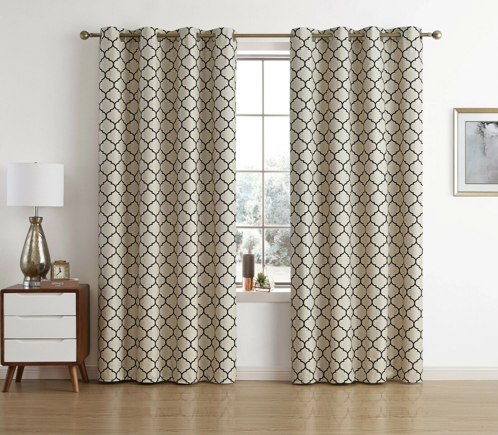 Kate Aurora Chic Living 100% Max Blackout Trellis Thermal Curtains