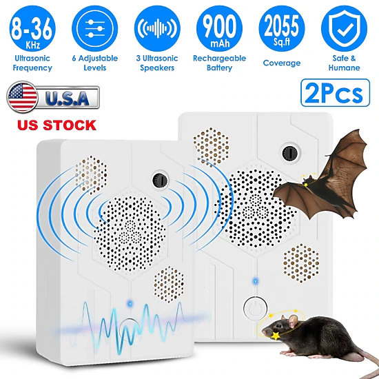 GBruno 2-Pc Rechargeable Ultrasonic Pest Repellent
