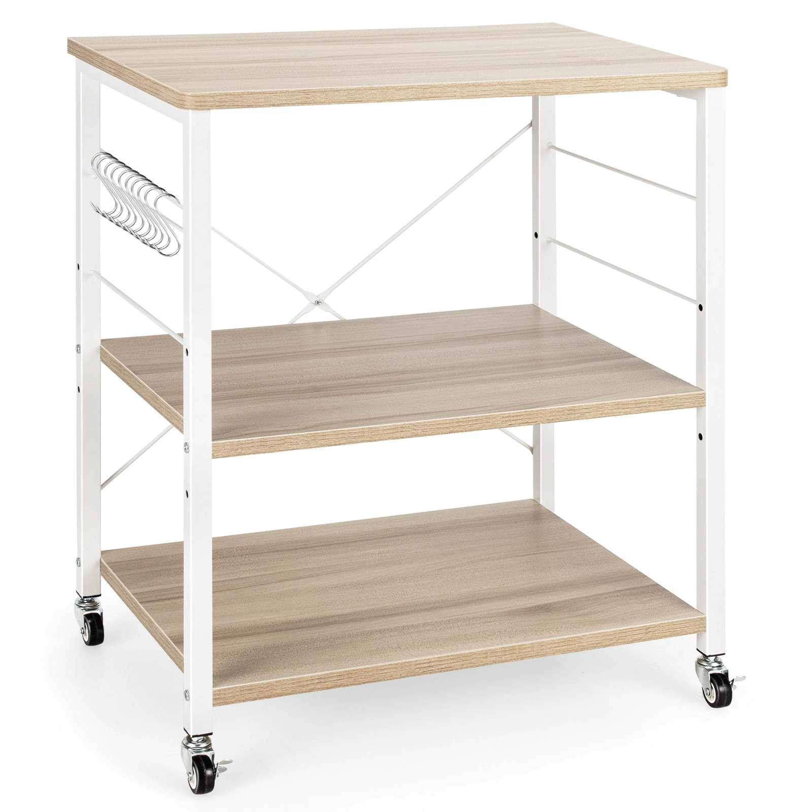 SlickBlue 3-Tier Microwave Oven Stand with Wheels & Storage Shelves