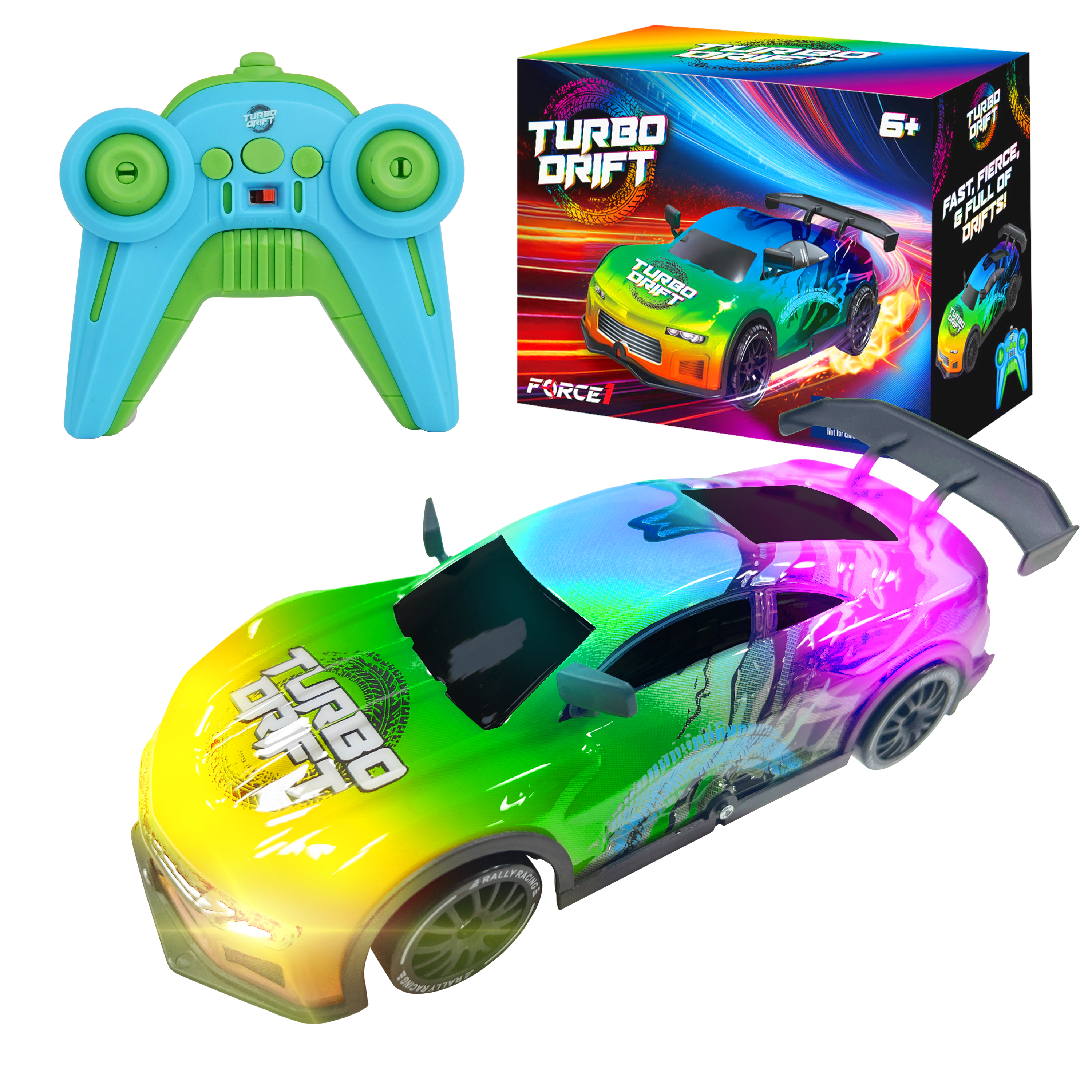 Force1 High-Speed Drift Racing RC Car with LED Lights, 2.4GHz Controller, Rechargeable Battery