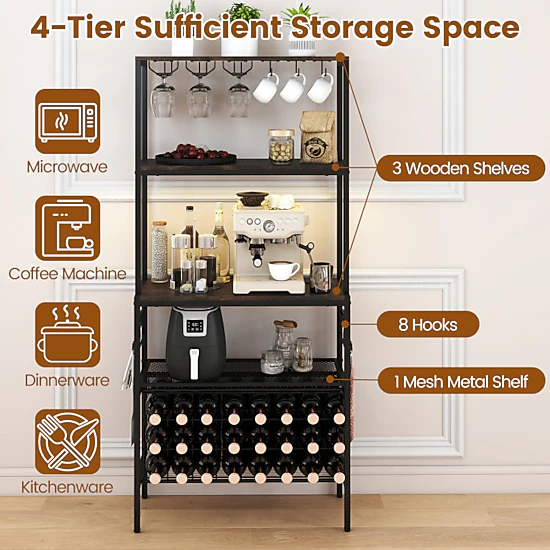 Hivvago Wine Organizer With Power Outlet And Bottle Holders