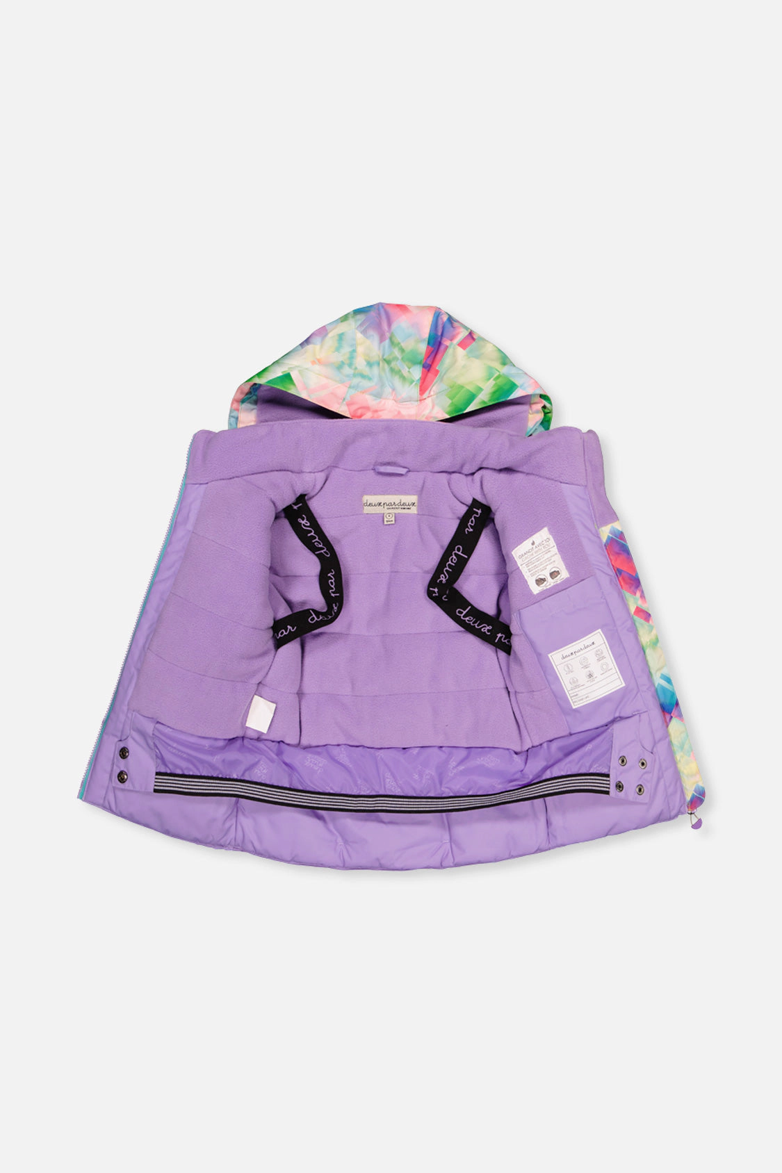 Deux par Girls Two Piece Play Snowsuit with Hooded Jacket and Diamond Print Snow Pants
