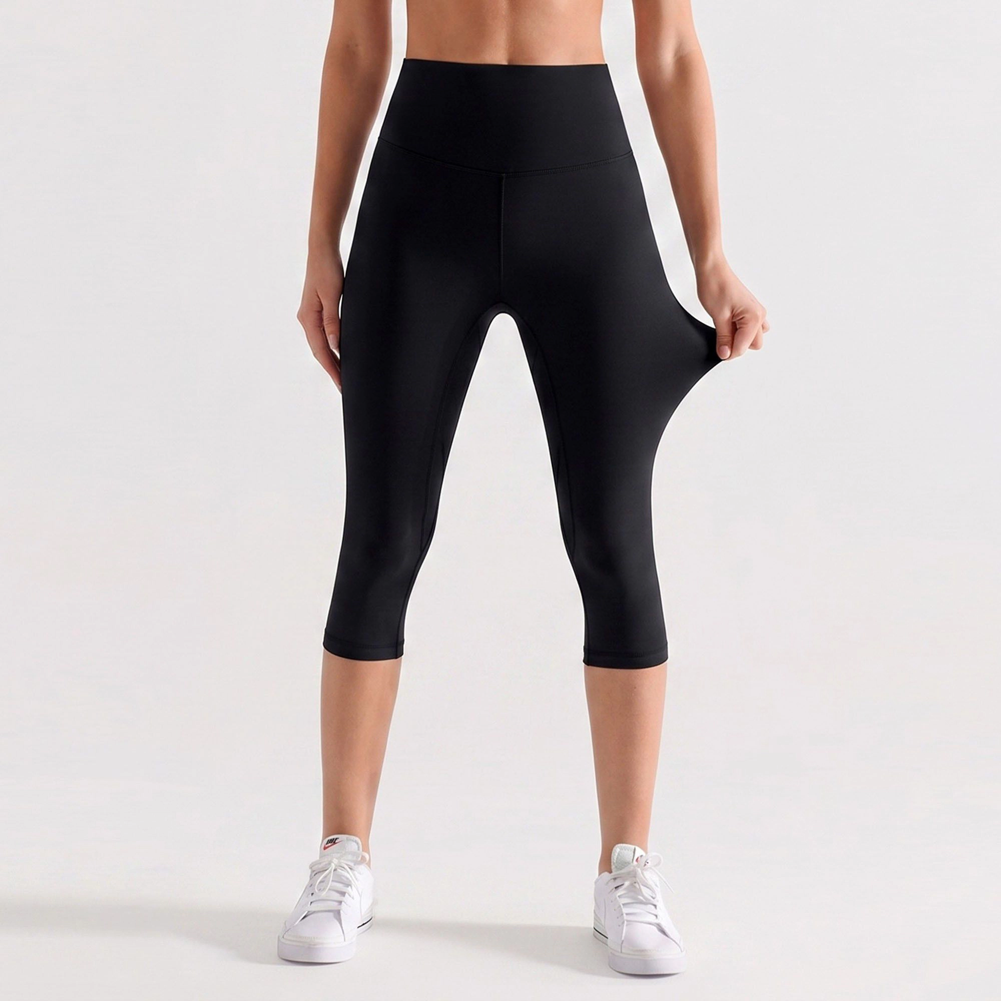Anna-Kaci Women's High-Waist Capri Leggings with Wide Waistband Smooth Stretch Pull On Workout Yoga Pants