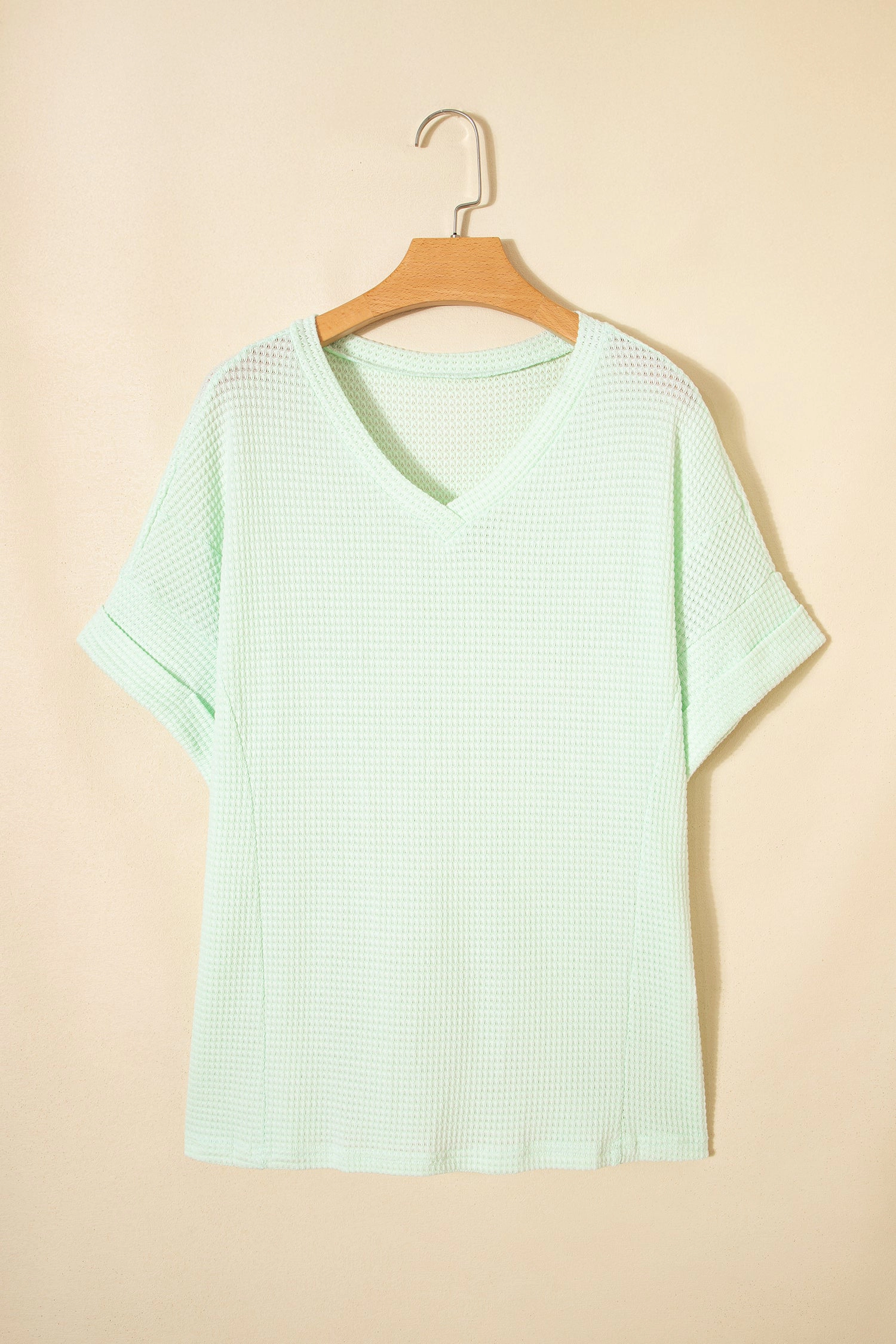 Threaded Pear Womens Willow Waffle Knit Short Sleeve Top