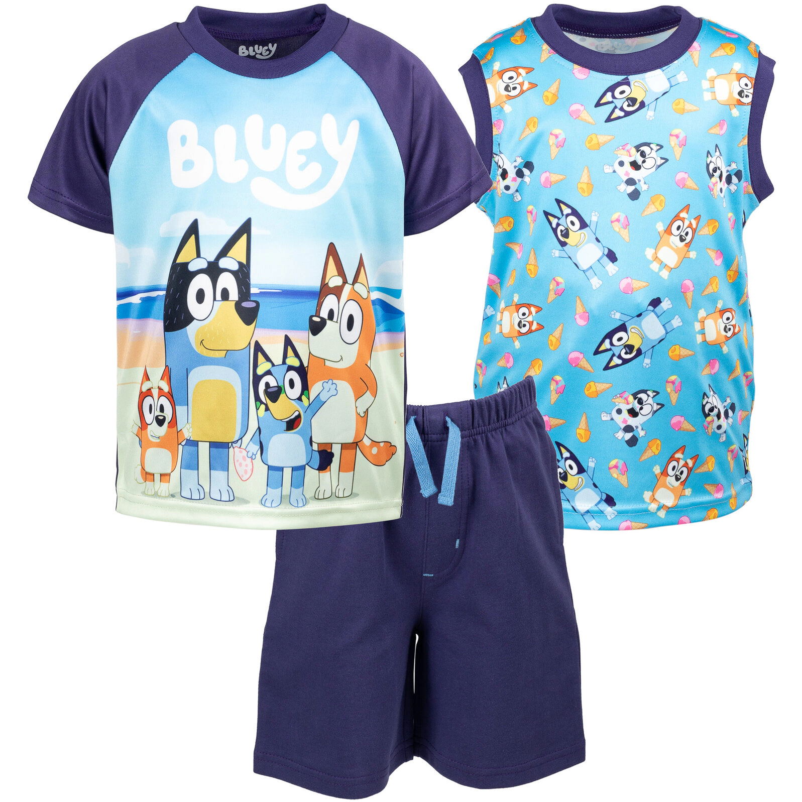 Bluey Boys' T-Shirt Tank Top and Shorts Set