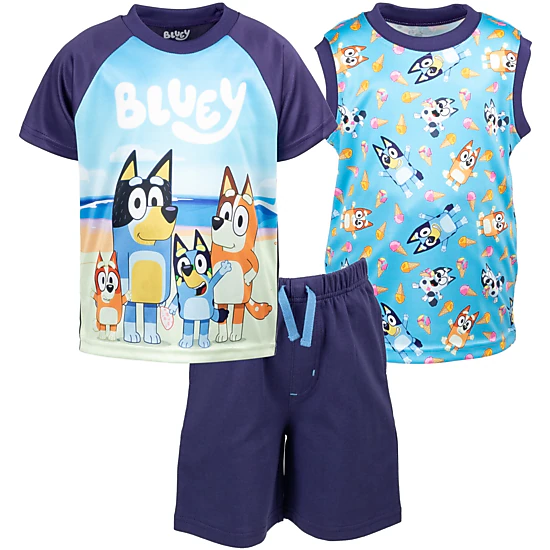 Bluey Boys' T-Shirt Tank Top and Shorts Set