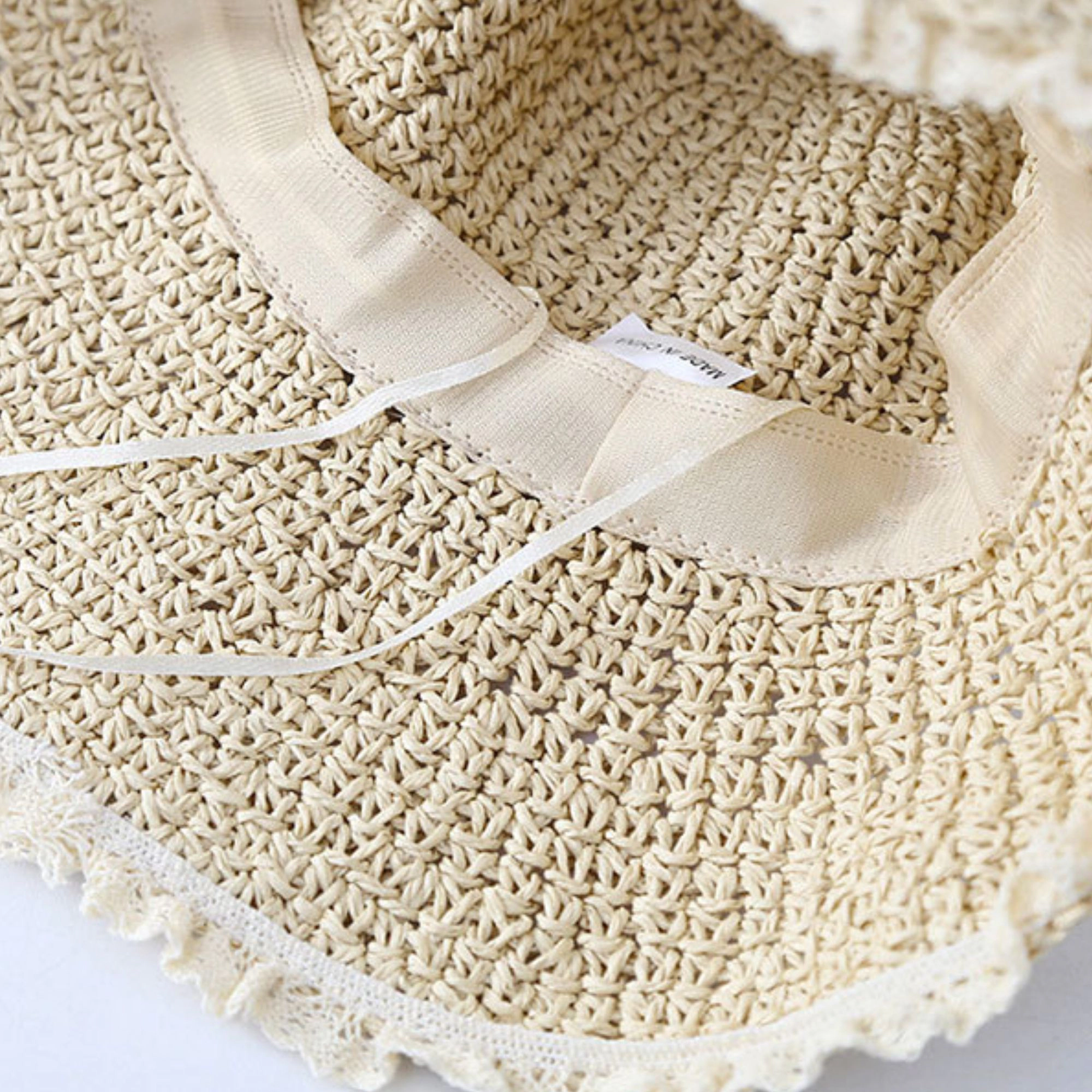 Anna-Kaci Women's Women Straw Bucket Hat Wide Brim Lightweight Sun with Lace Trim Detail