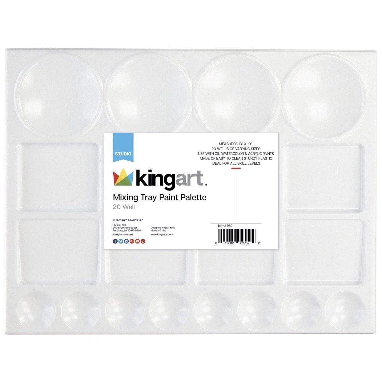 KINGART 20-Well Plastic Artist Palette 13 x 10 in