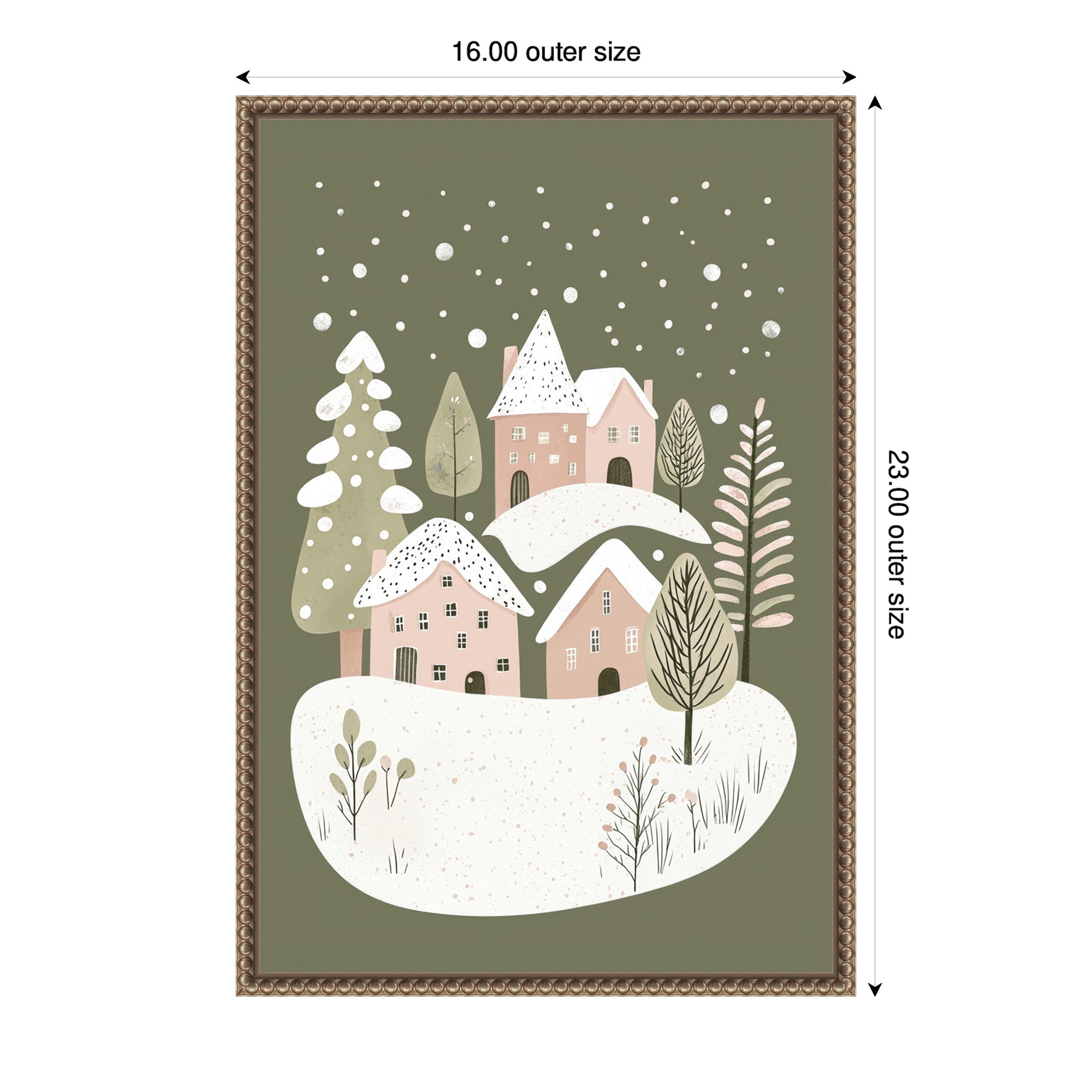 Amanti Art Snowy Winter Village by Mathieu Framed Canvas Wall Print