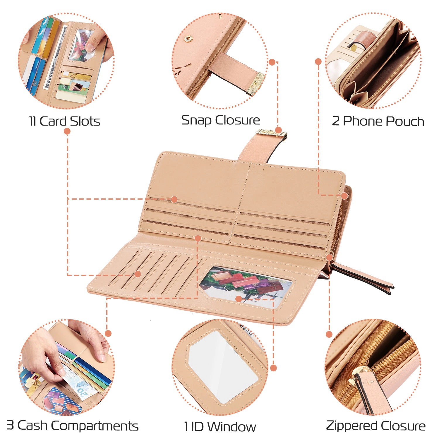 GBruno Leaf Cutout Wallet With 11 Card Slots