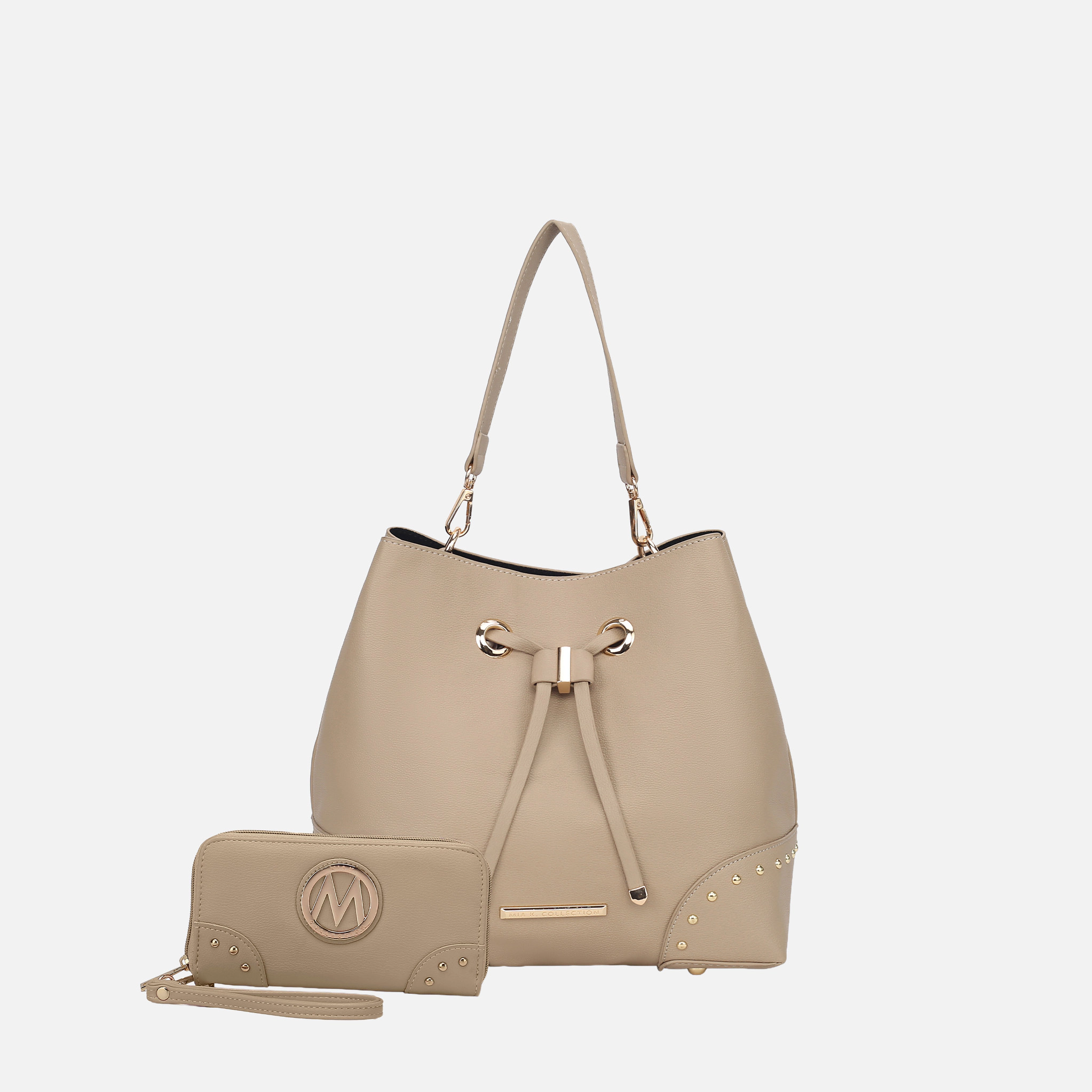 MKF Collection by Mia K Callie Bucket Bag with Matching Wallet, Vegan Leather Hobo