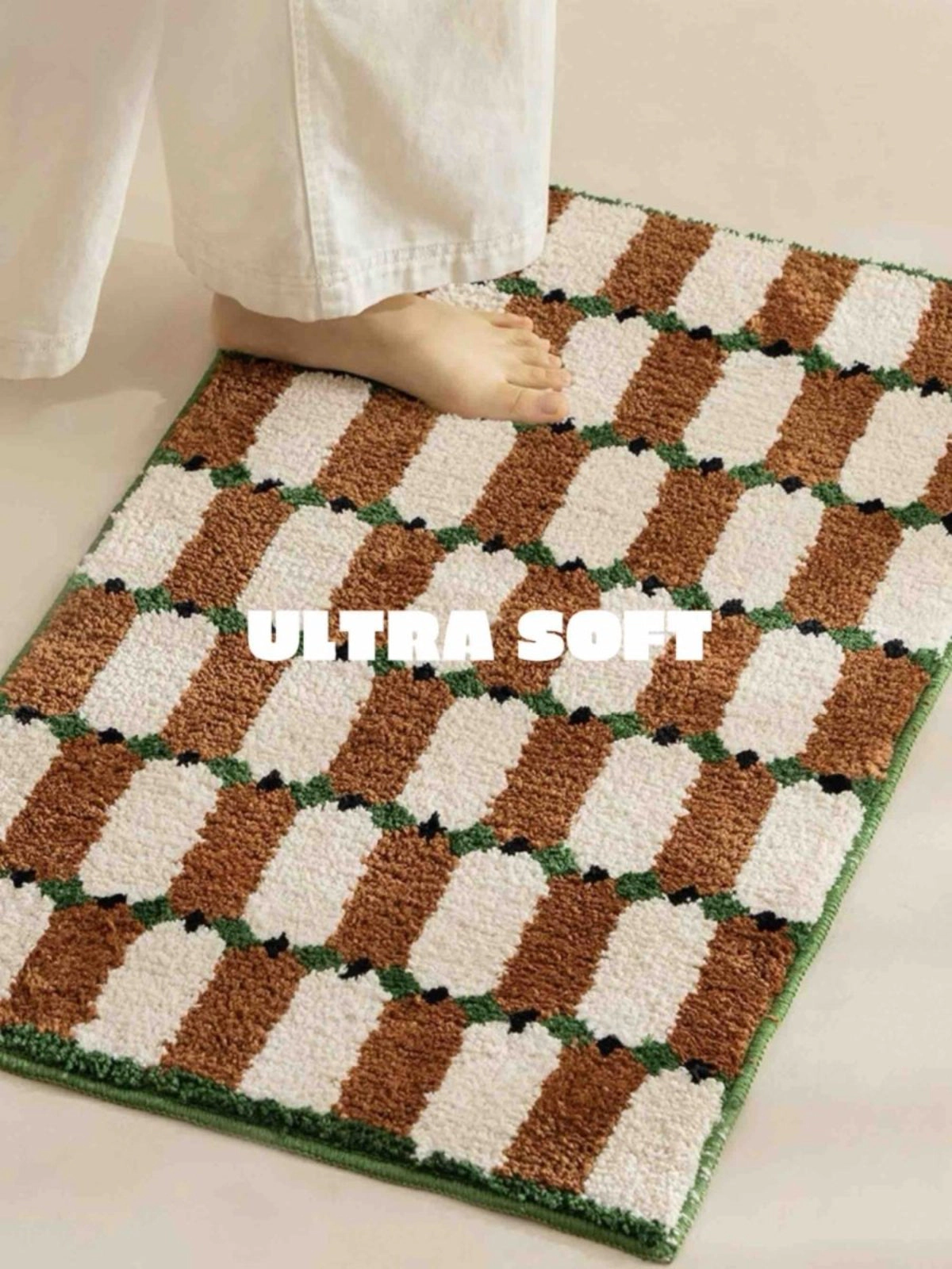 Inspecial Home Soft Absorbent Machine Washable Retro Checker Bath Rug
