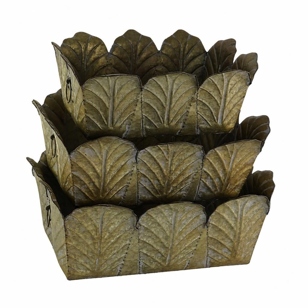 WOW PIONEER Solid Zinc Planter Pot for Growing Flowers Herbs and Decorative Greenery in Outdoor Spaces