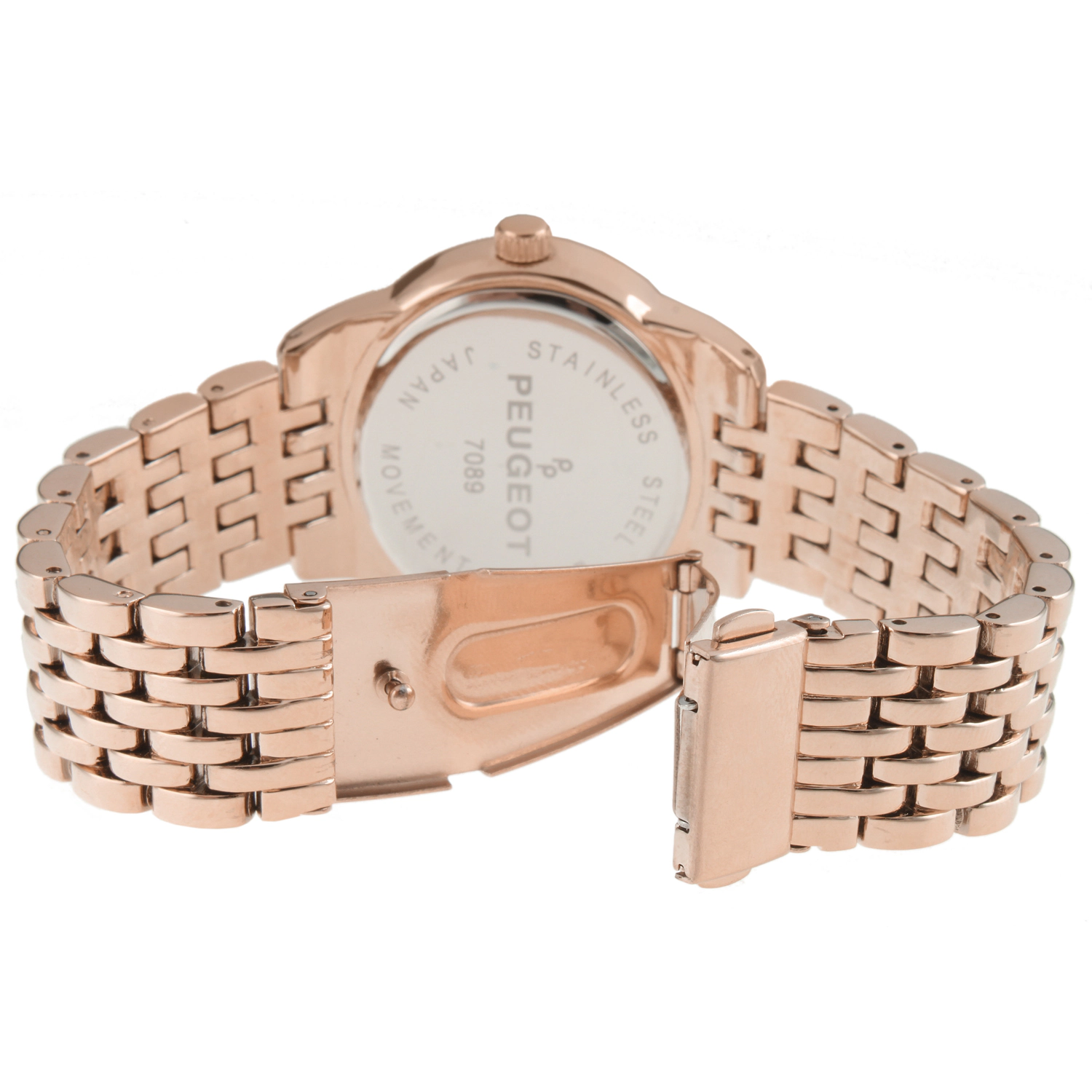 Peugeot Women's Rose Gold 40mm Multi-Function Watch with Crystal Bezel