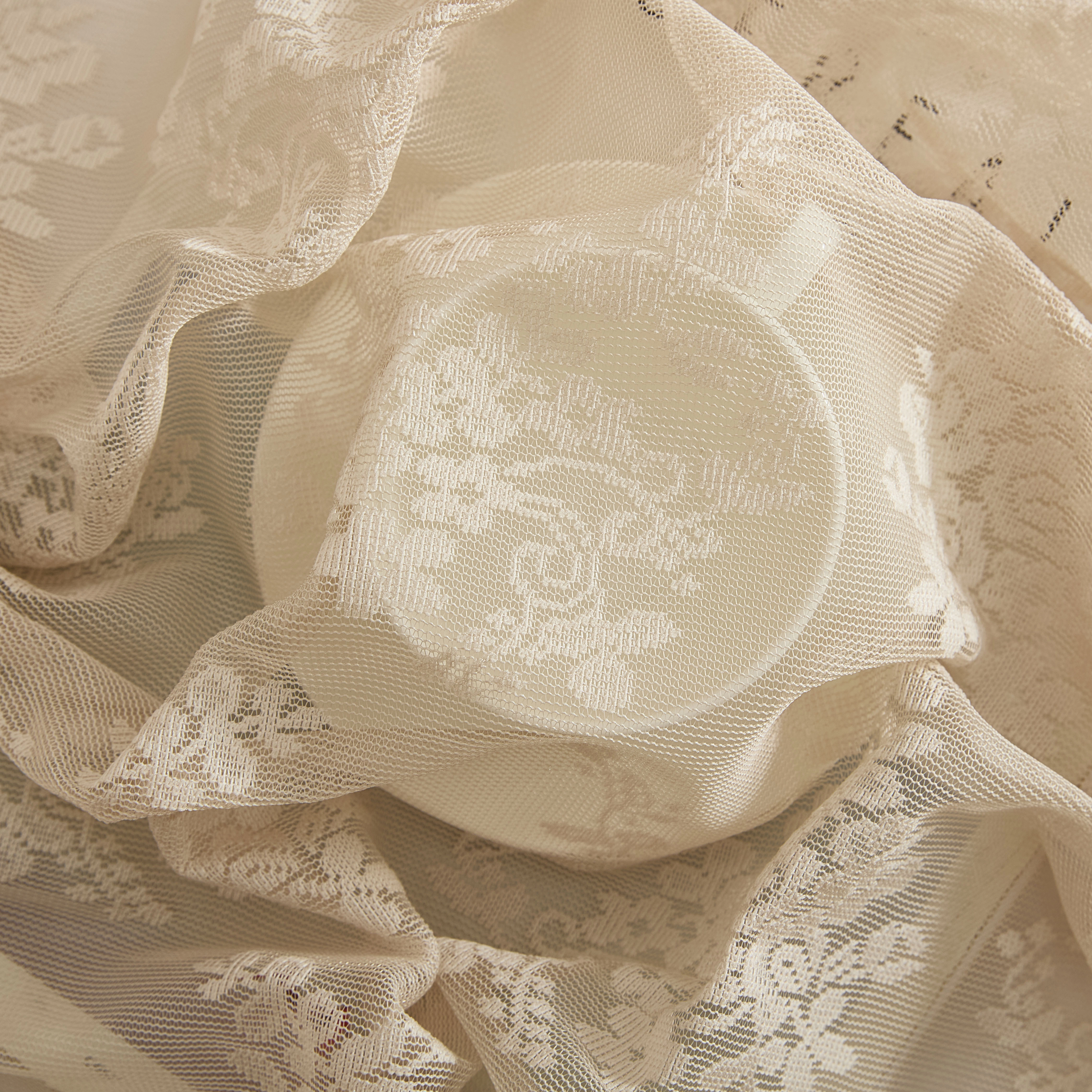 HLC.ME Jolene Floral Scalloped Lace Fabric Wrinkle Resistant Tablecloth