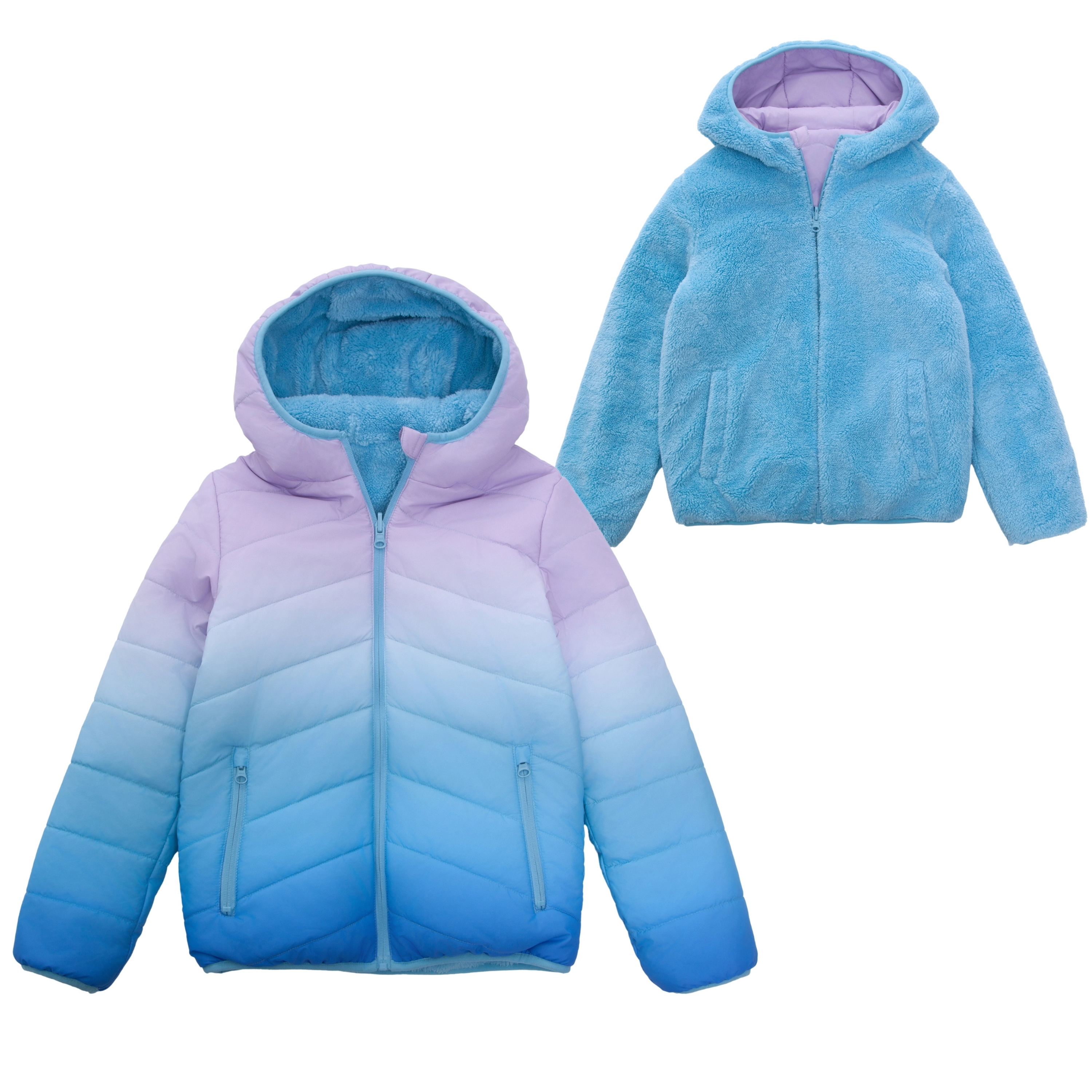 Rokka&Rolla Little & Big Kid Girls Reversible Fleece Puffer Jacket
