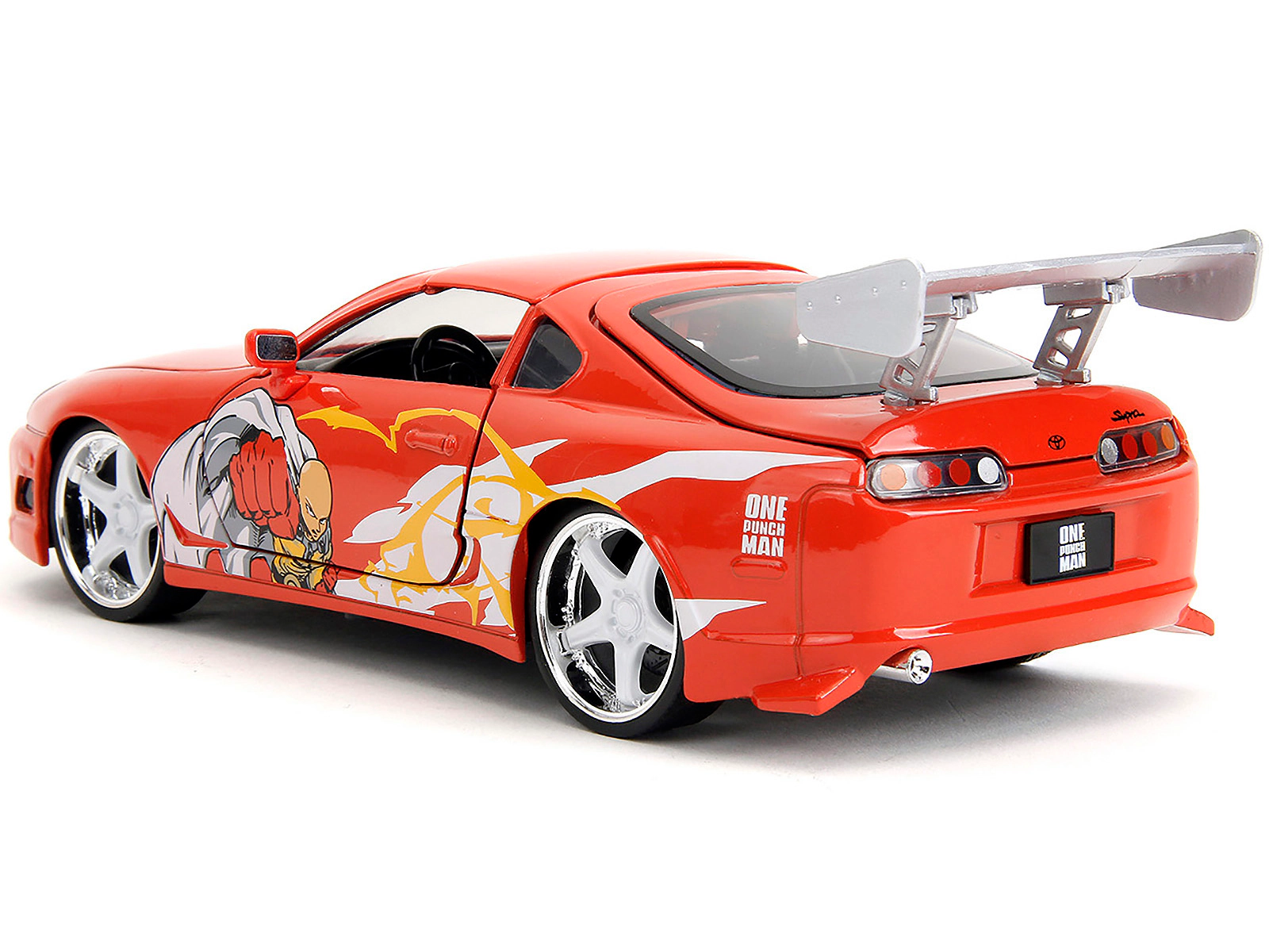 Jada 1995 Toyota Supra Red with Graphics and Saitama Diecast Figure "One Punch Man" (2015-2019) TV Series 1/24
