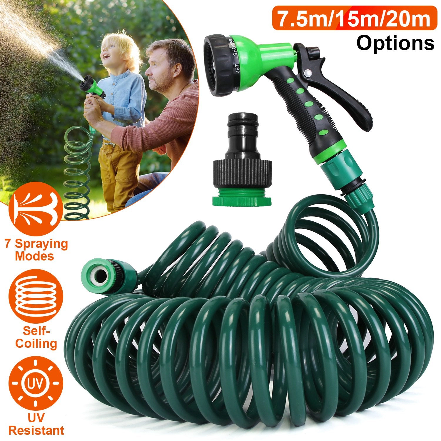 GBruno Self-Coiling EVA Garden Hose With Sprayer