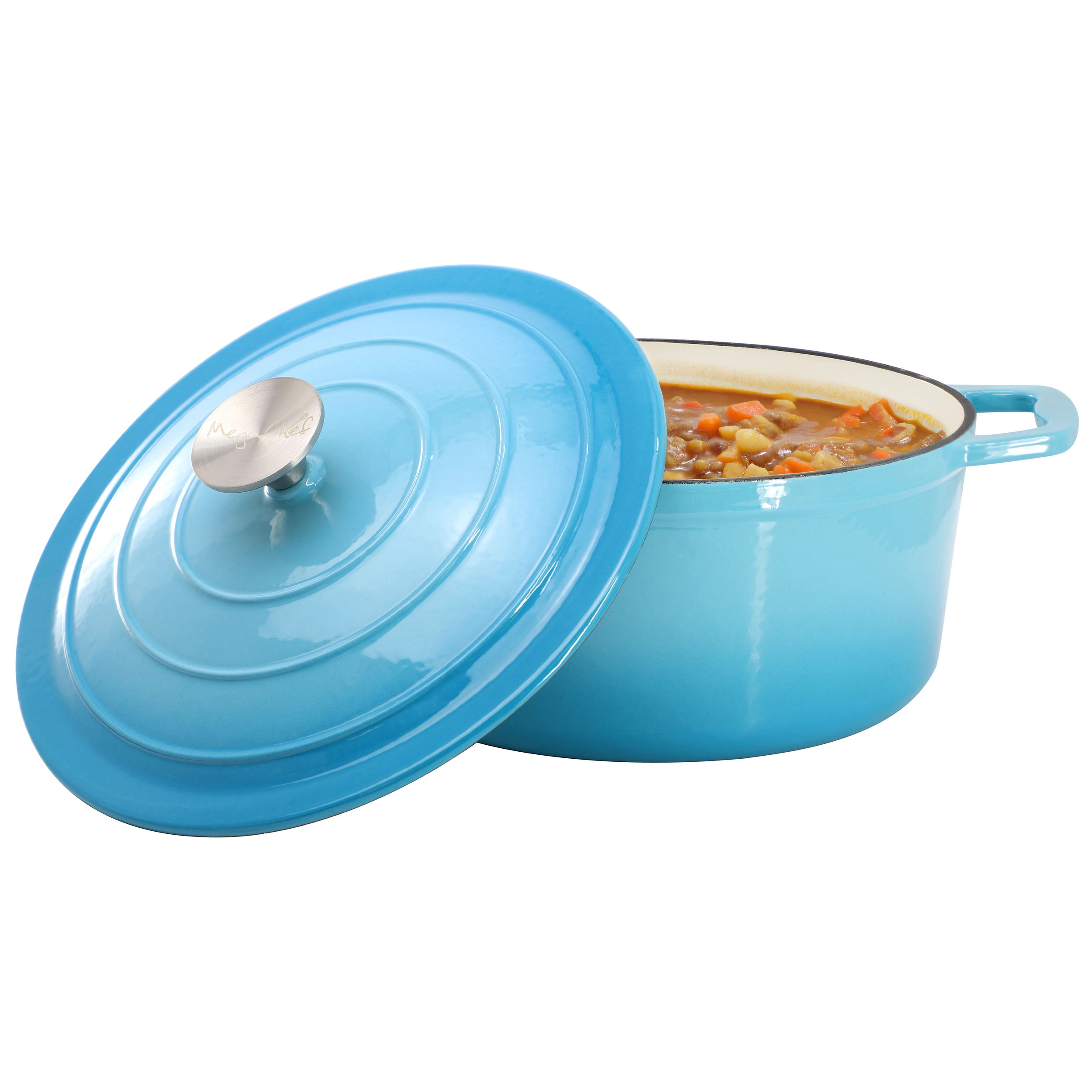 MegaChef 5 Quarts Round Enameled Cast Iron Casserole with Lid