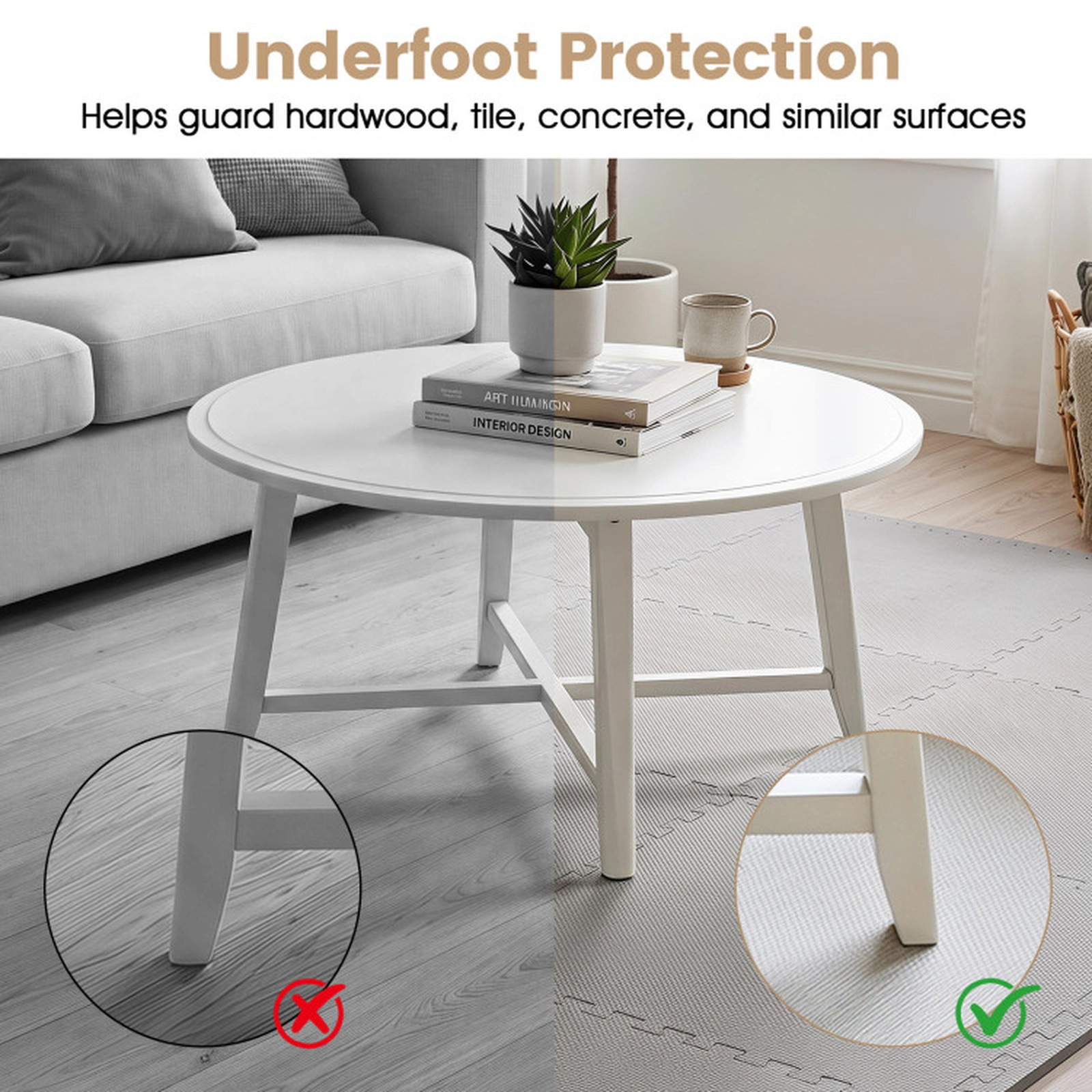 SUGIFT Non-Slip Interlocking EVA Foam Floor Mats 0.5-in Thick Floor Tiles Gray
