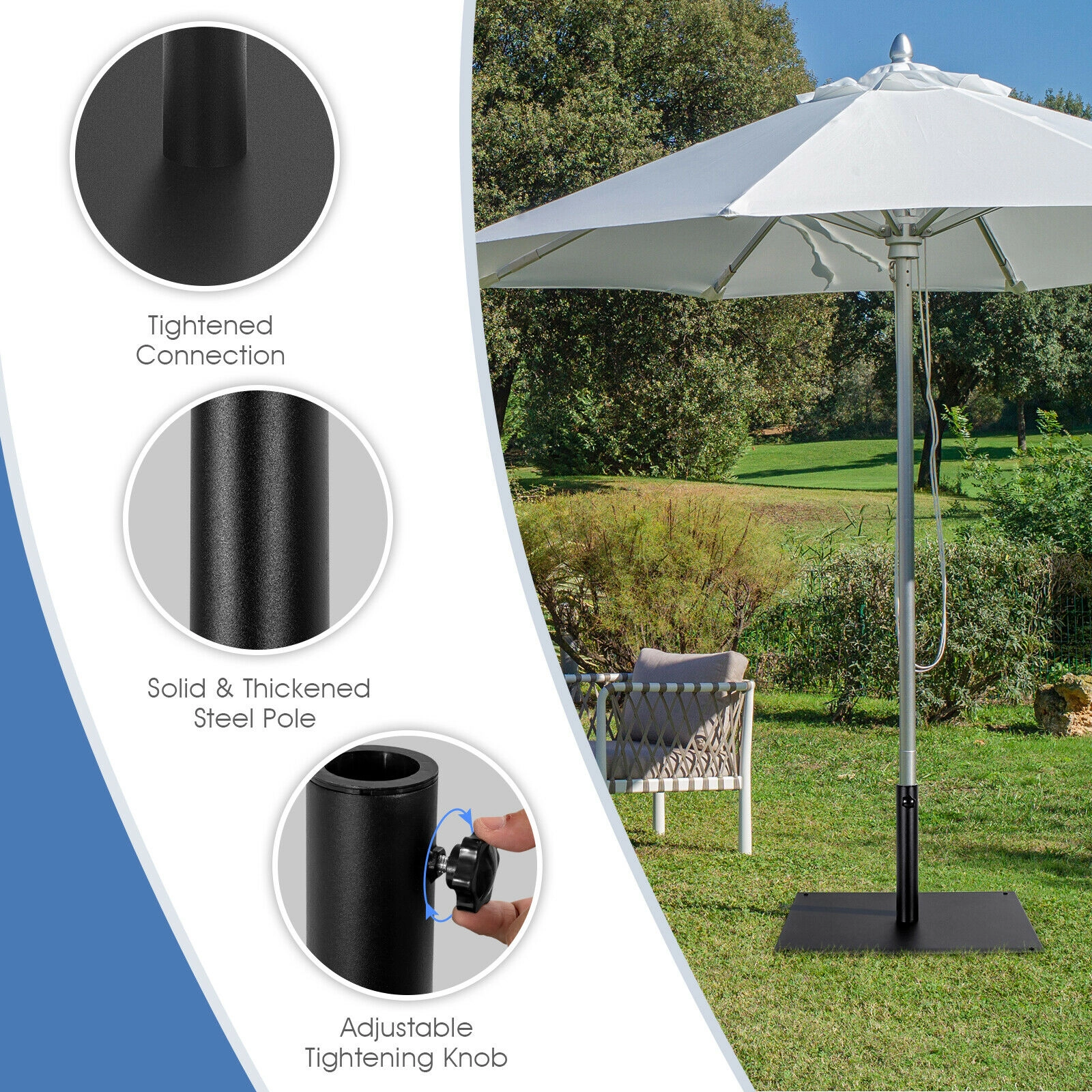 Hivvago 42 Lbs Weighted 25 Inch Square Patio Umbrella Base