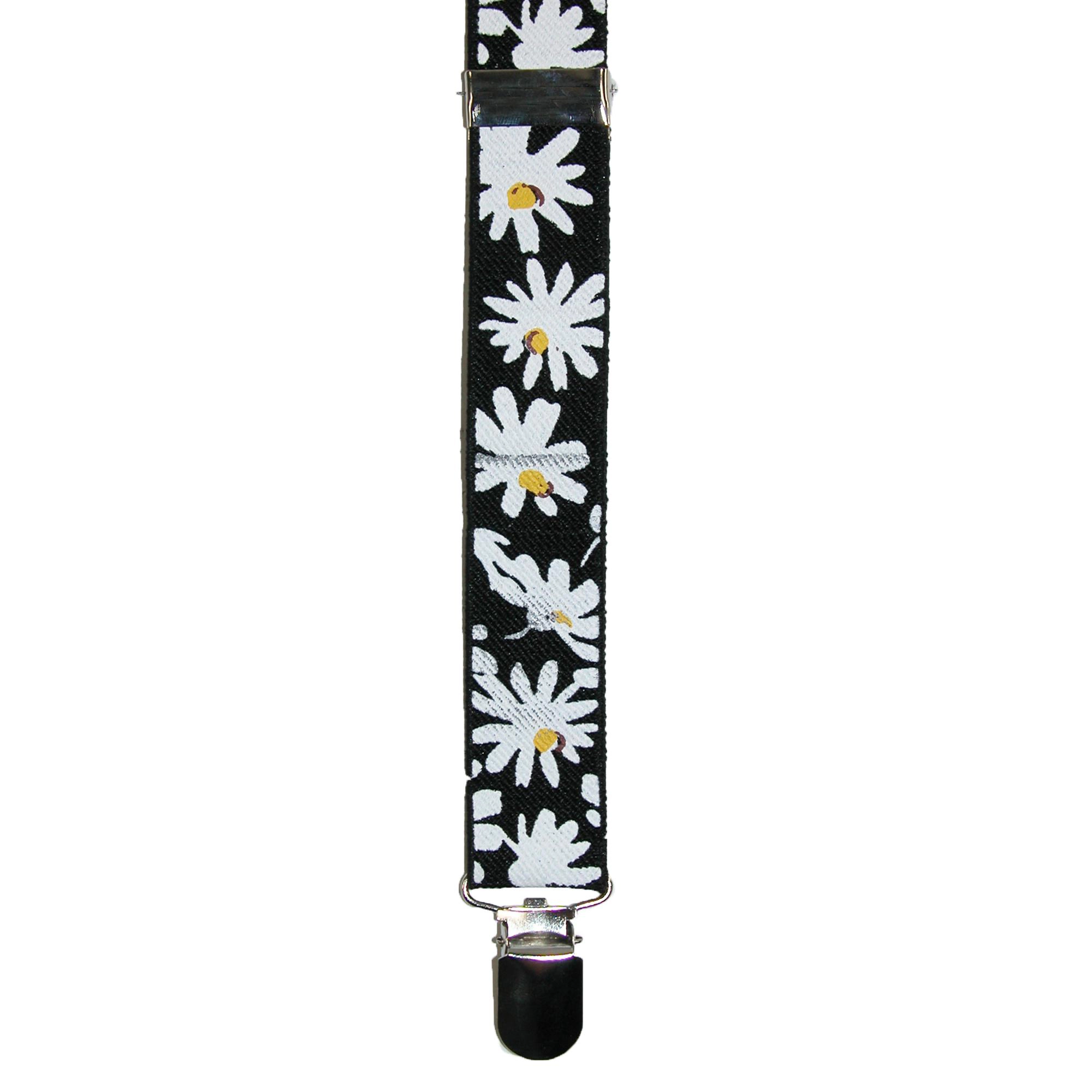 CTM Women's Elastic Daisy Print Clip-End Suspenders