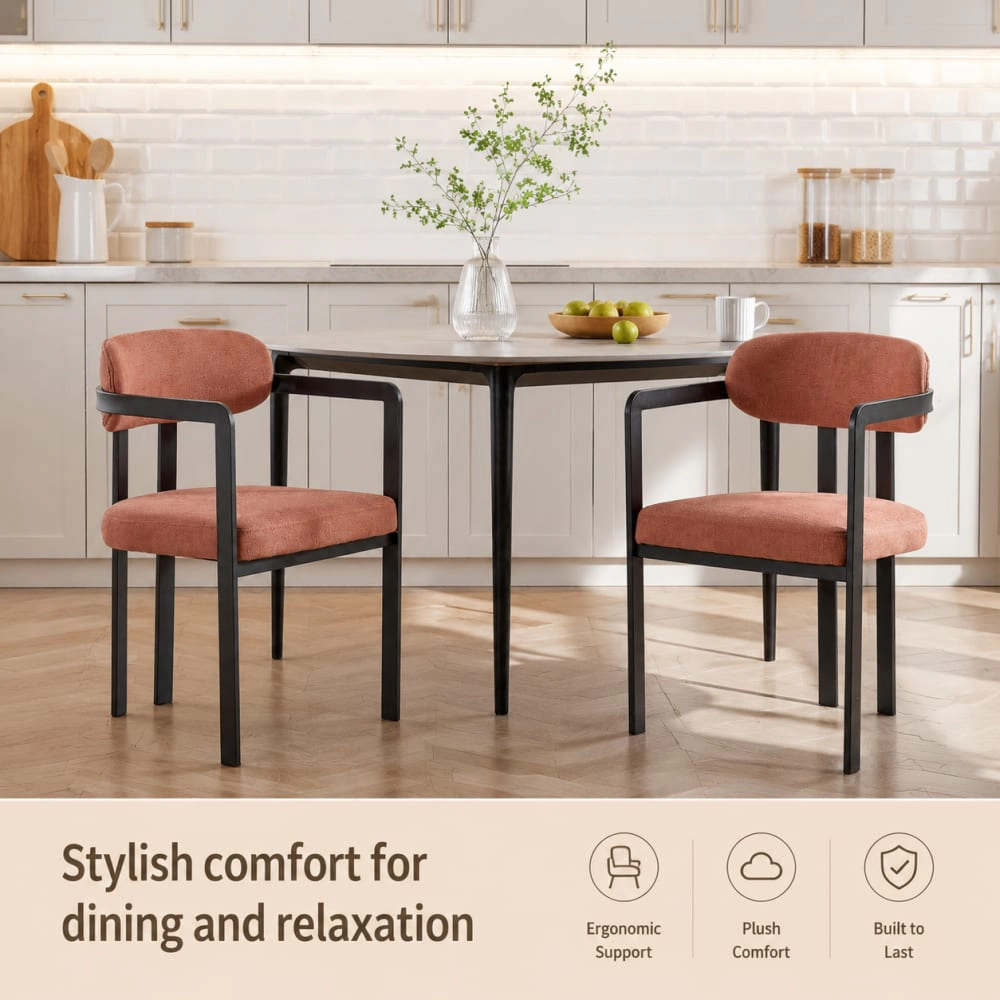 GOODSILO Upholstered Fabric Dining Side Chair, Set of 2