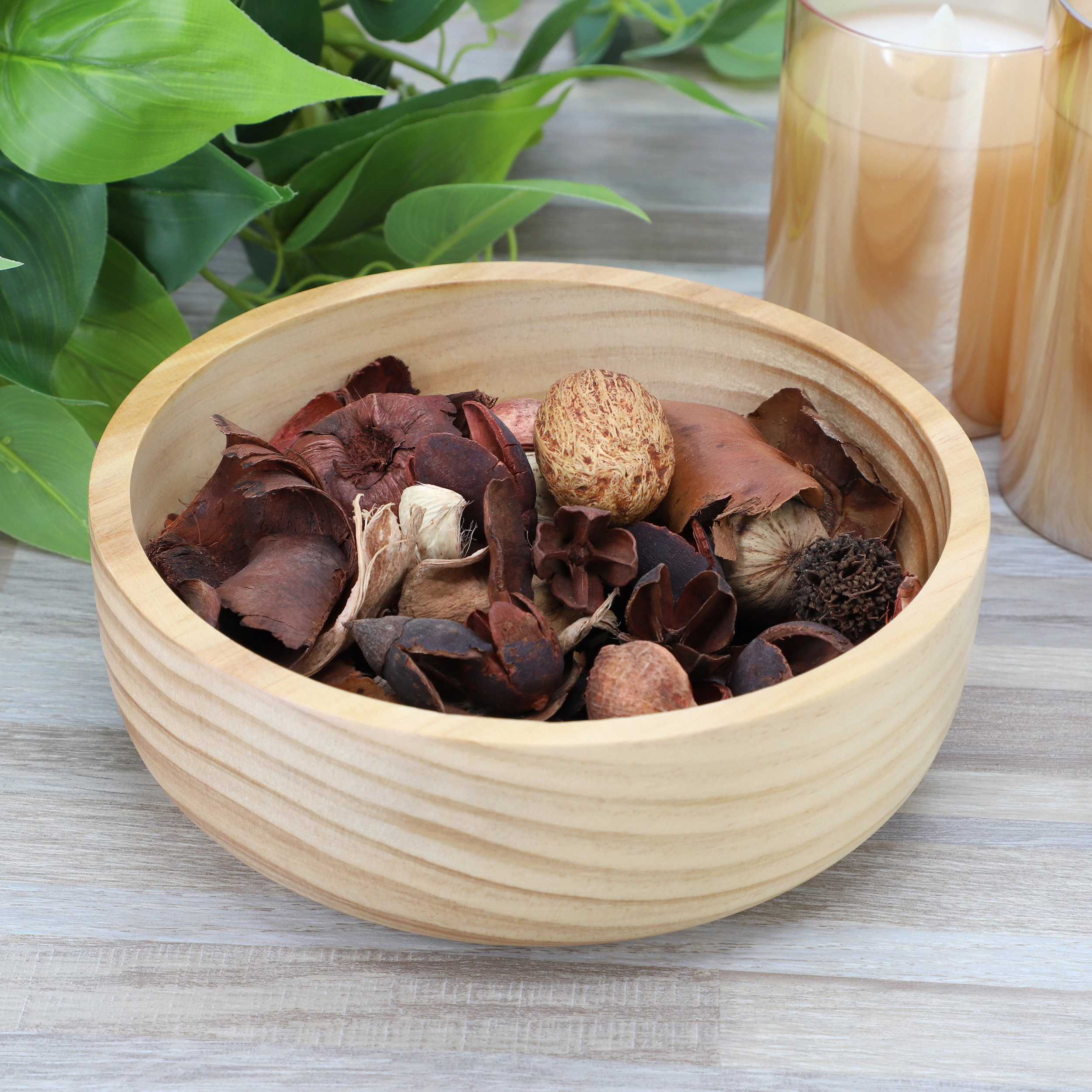 MegaChef 4 Piece 7 Inch Light Acacia Wood Serving Bowl