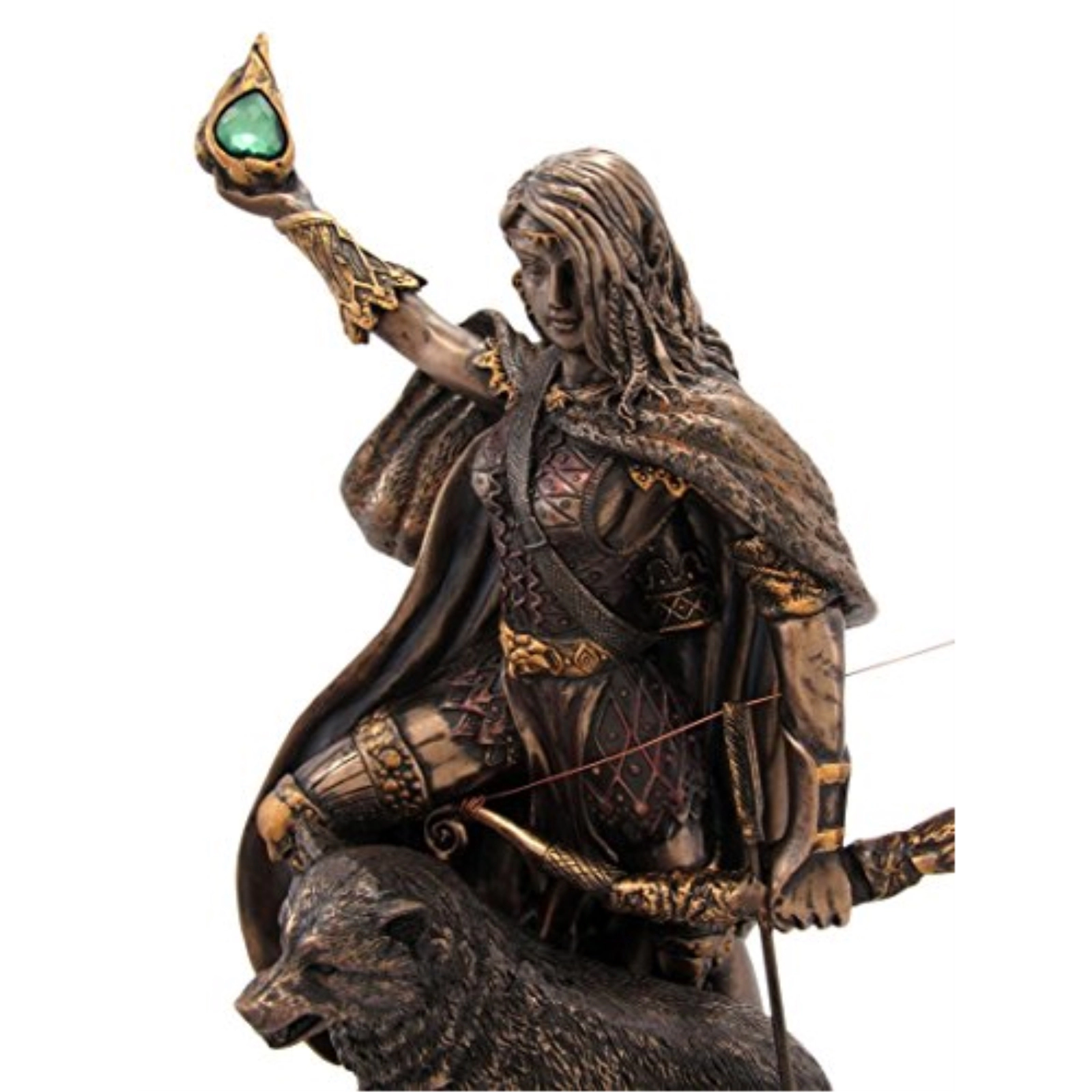 Pacific Giftware Skadi Warrior with Bow and Arrow and Wolf Resin Statue Figurine 9.1 inch