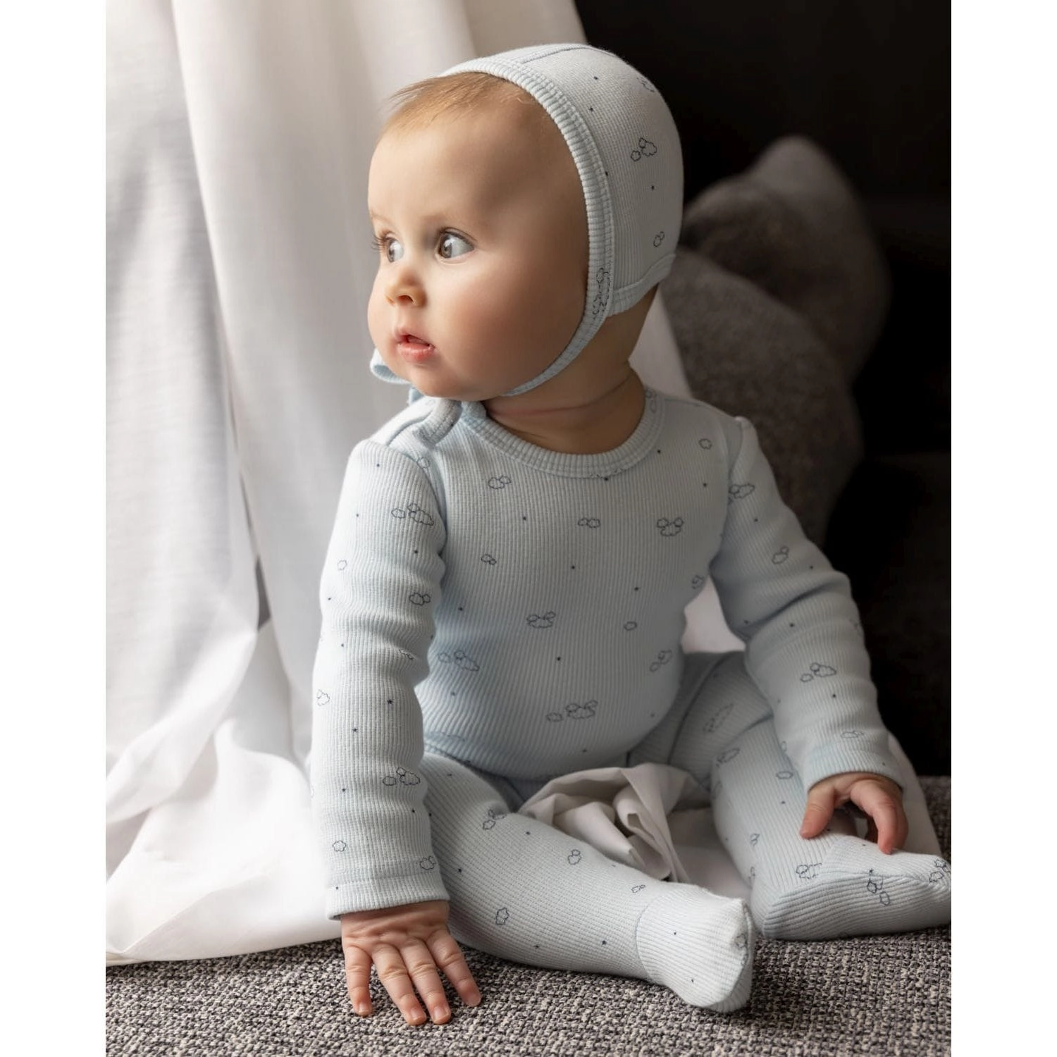 MeMoi 3 Piece Baby Boys "Clouds of Happiness" Cotton Rich Footie Set