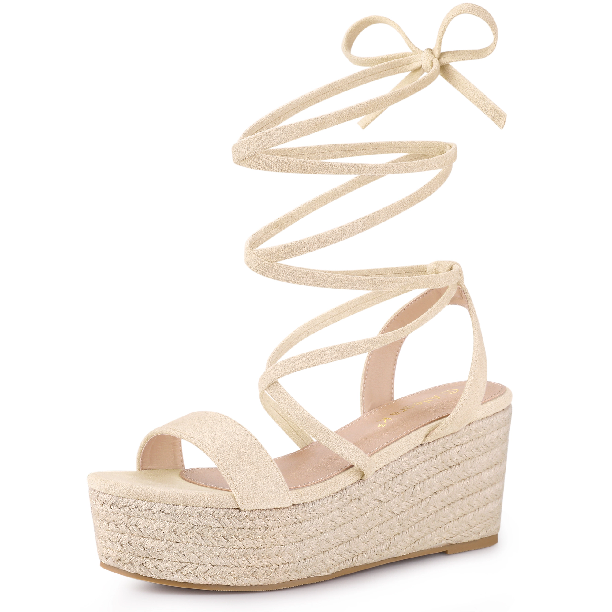 BLISSFUL STEP Women's Lace Up Wedge Heel Slingback Platform Strappy Sandals