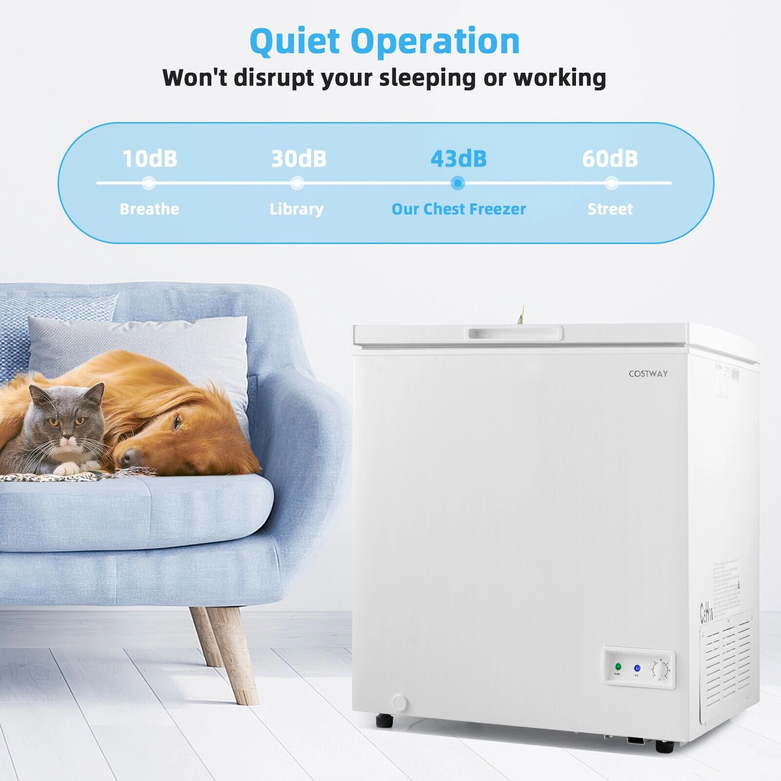SlickBlue Compact Chest Freezer with Adjustable Temperature Control