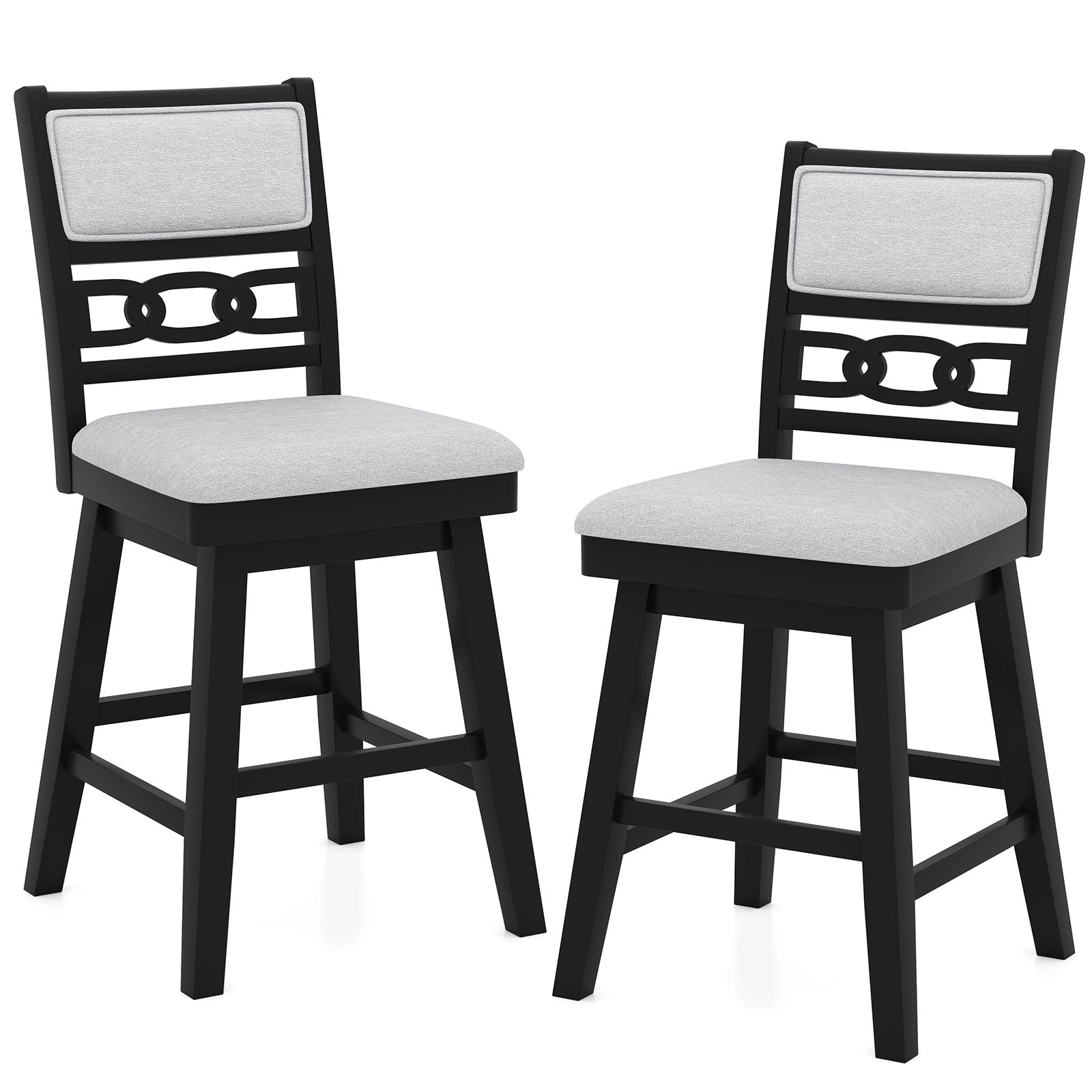 SlickBlue Set of 2 Wood Kitchen Island Stools with Footrest and Backrest
