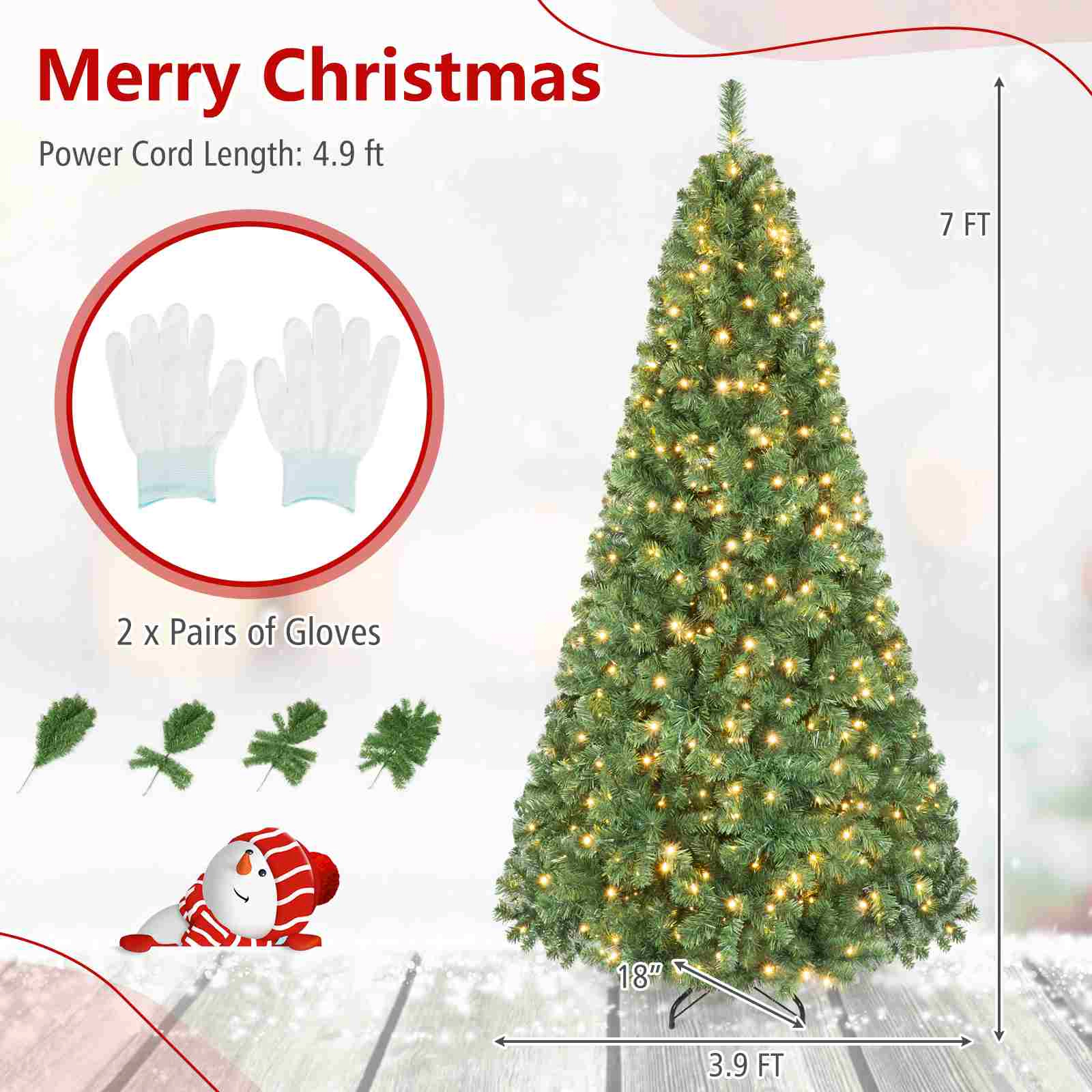 Costway 6 FT Pre-Lit Christmas Tree with 560 LED Lights & 821 Tips