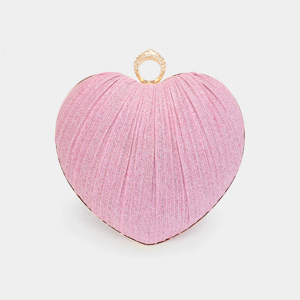 FASHNZFAB Sparkle Fabric Heart Fold Clutch / Evening Bag / Crossbody Bag