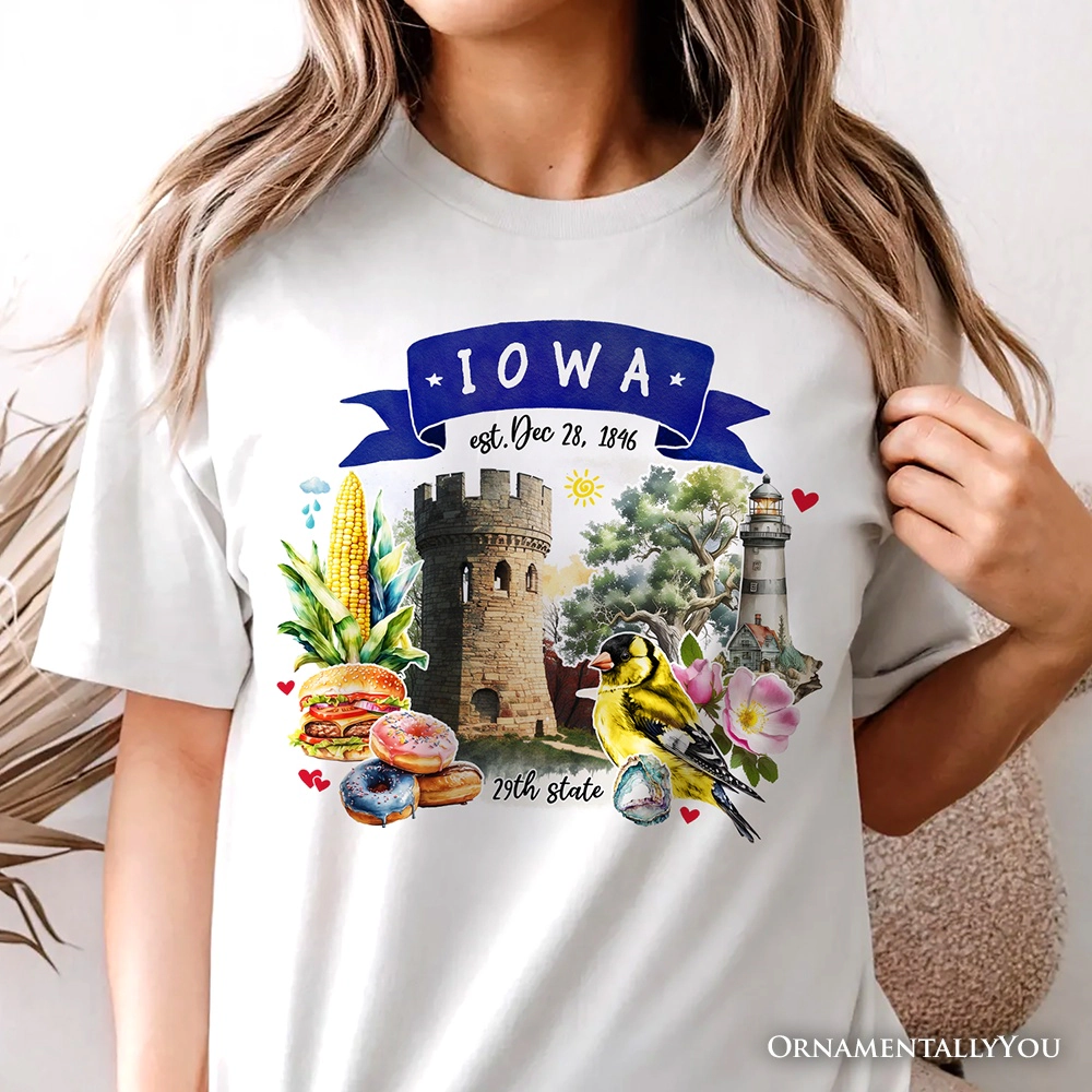 OrnamentallyYou Unisex Artistic Iowa State Themes And Landmarks T-Shirt