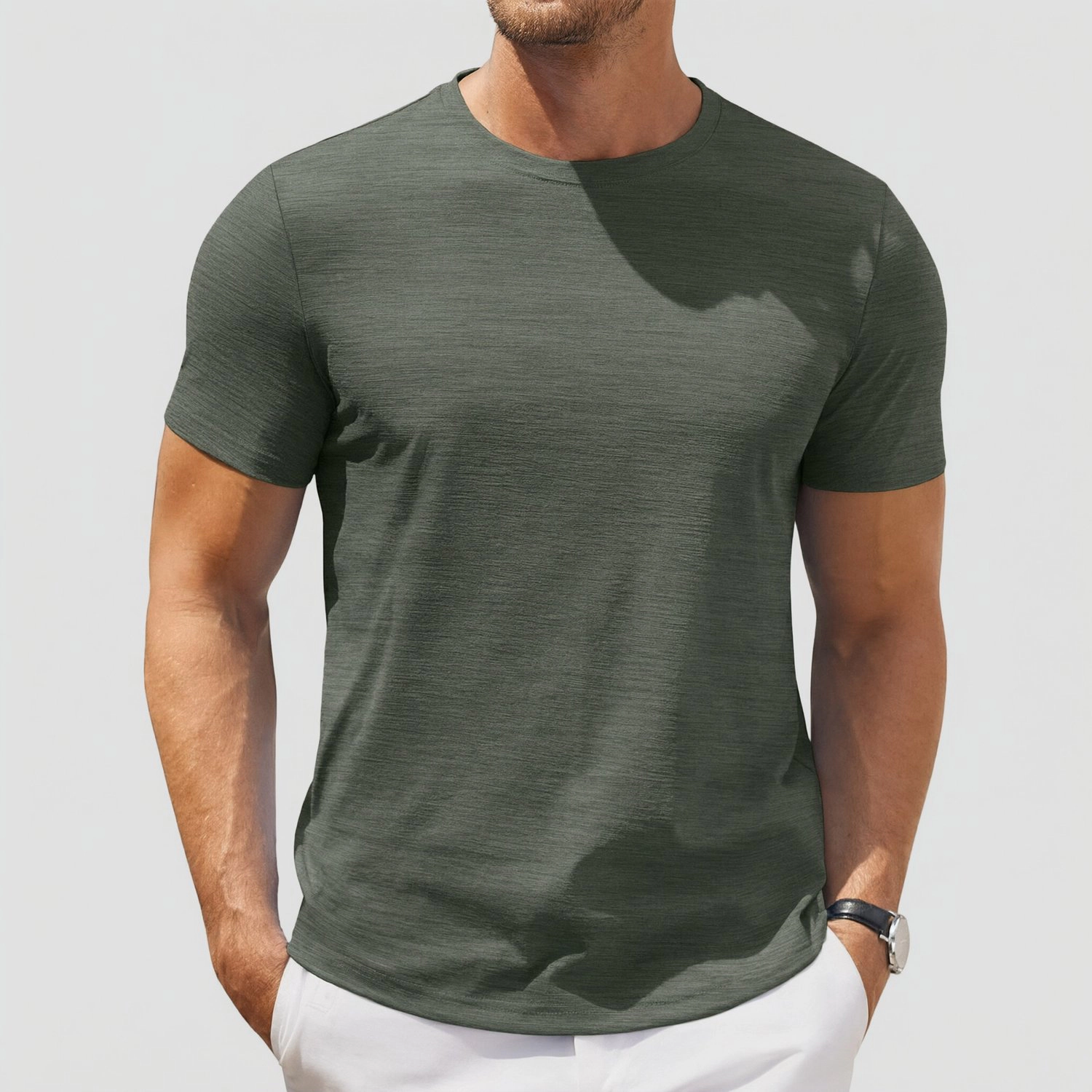 COOFANDY Mens Casual Short Sleeve T-Shirts  Crew Neck Slim Fit Curved Hem Tees